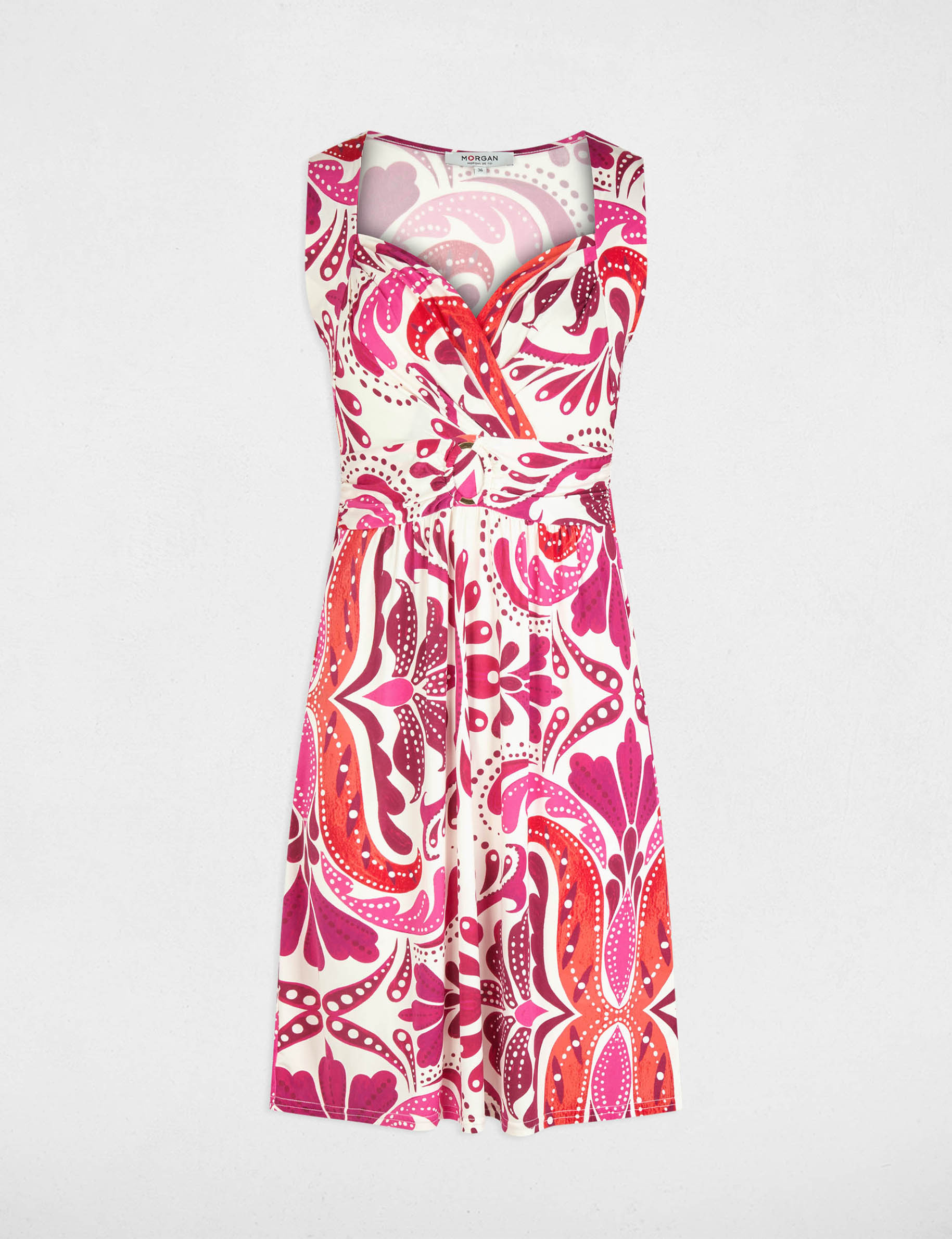 Korte jurk met hartvormige hals meerkleurig vrouw