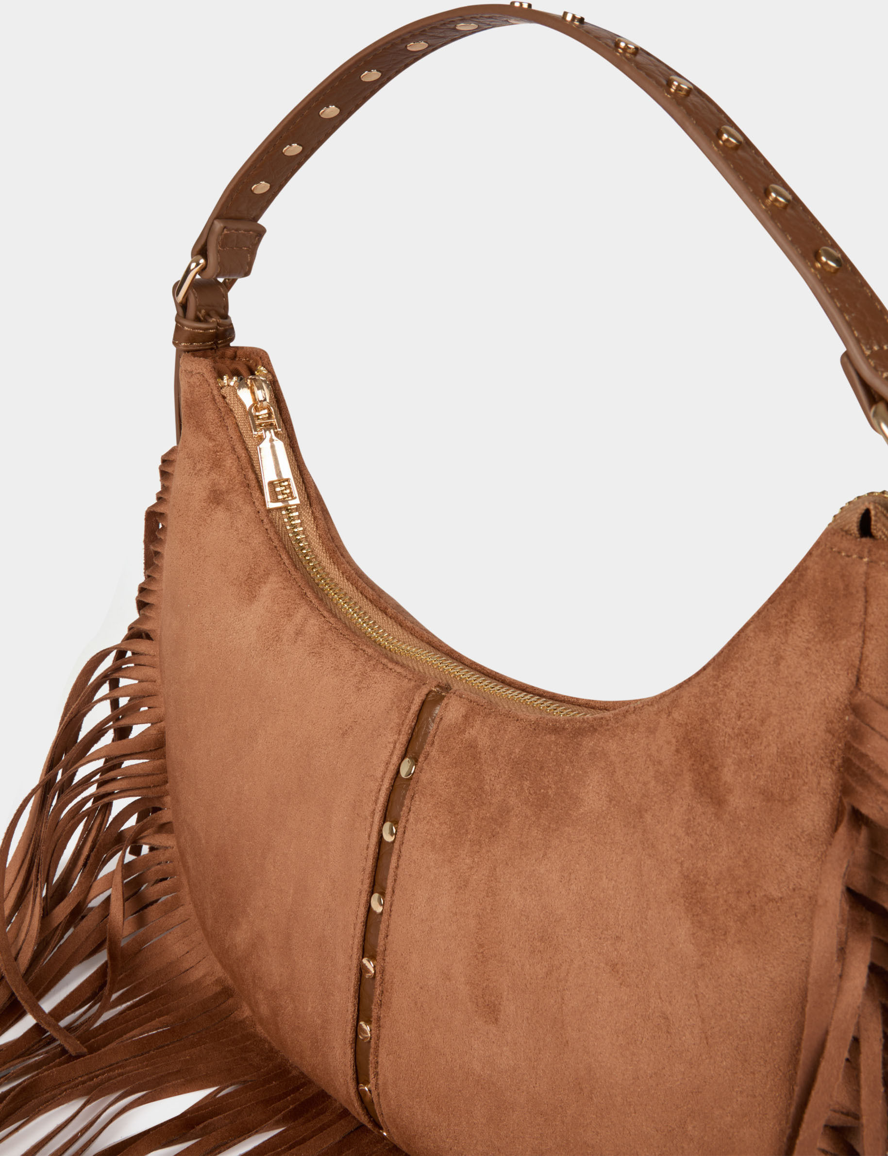 suedelook tas met franjes beige vrouw Suèdelook tas met franjes beige vrouw