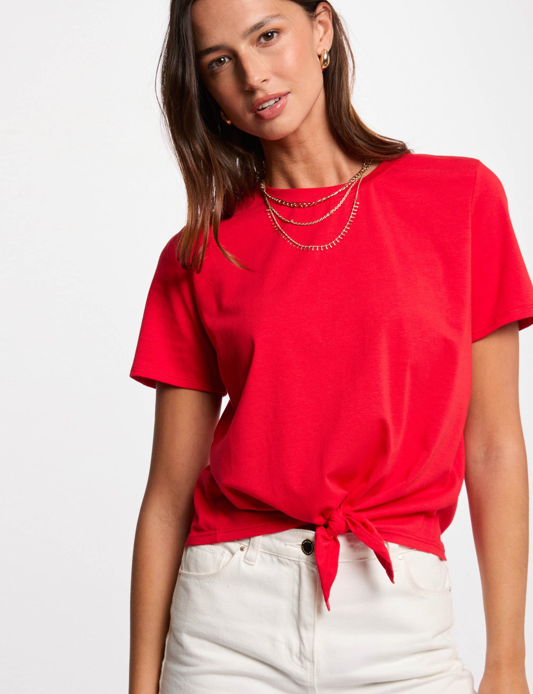 t shirt manches courtes rouge femme T-shirt manches courtes rouge femme