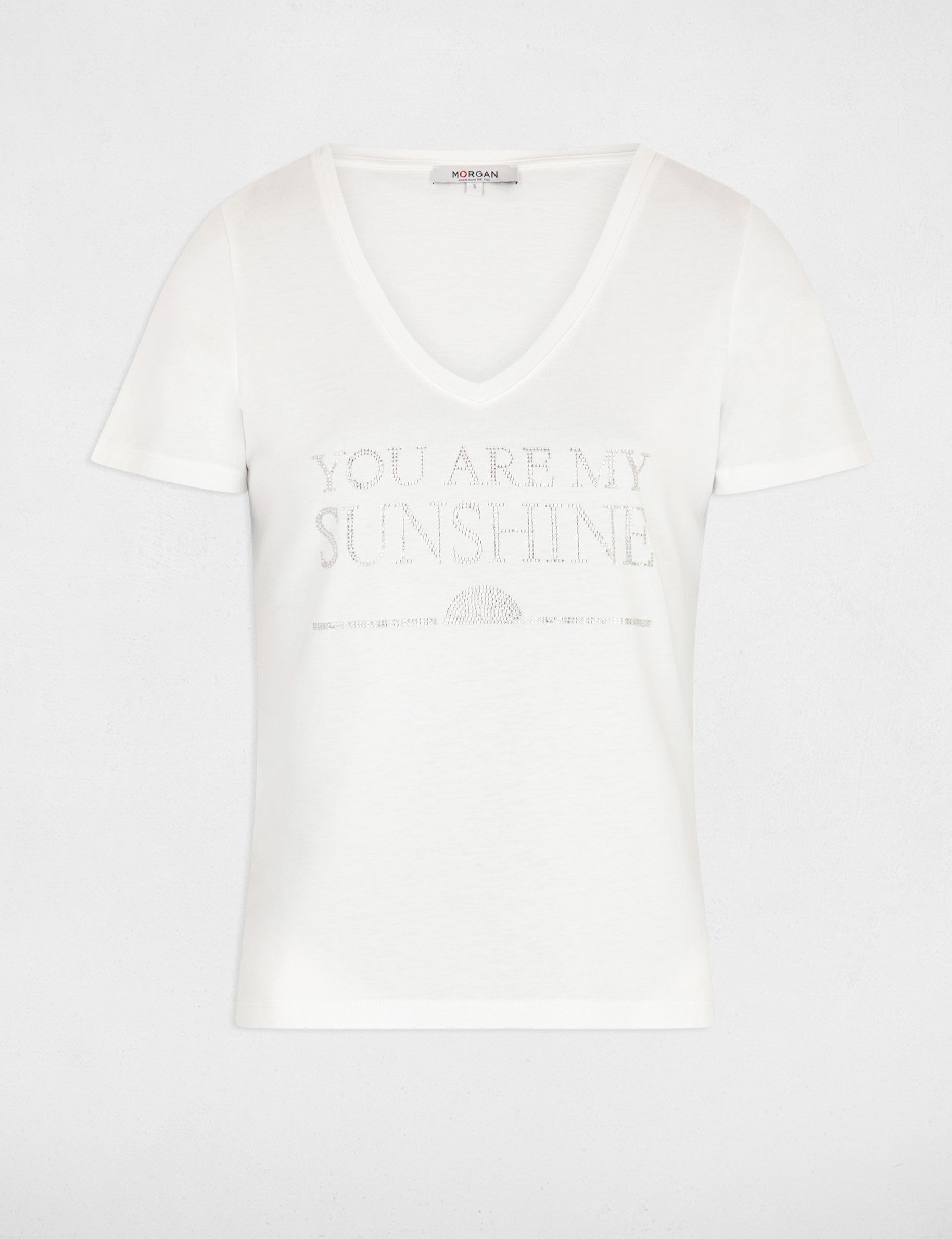 T-shirt met opschrift ecru vrouw