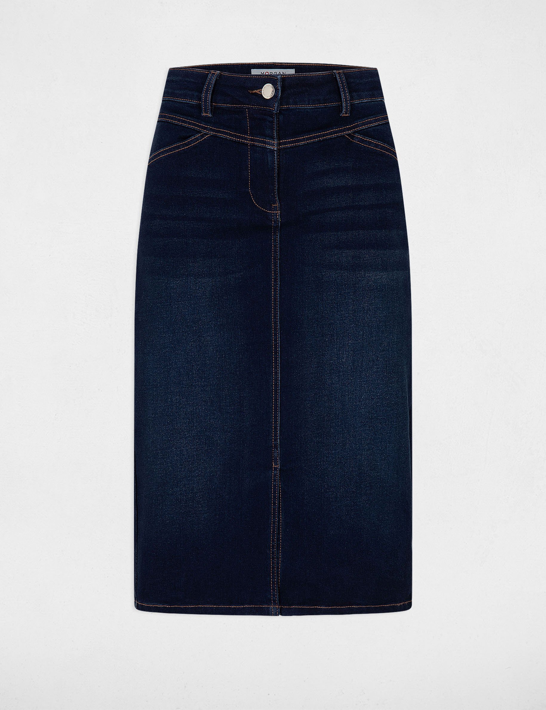 Jupe longueur genou en jean jean brut femme