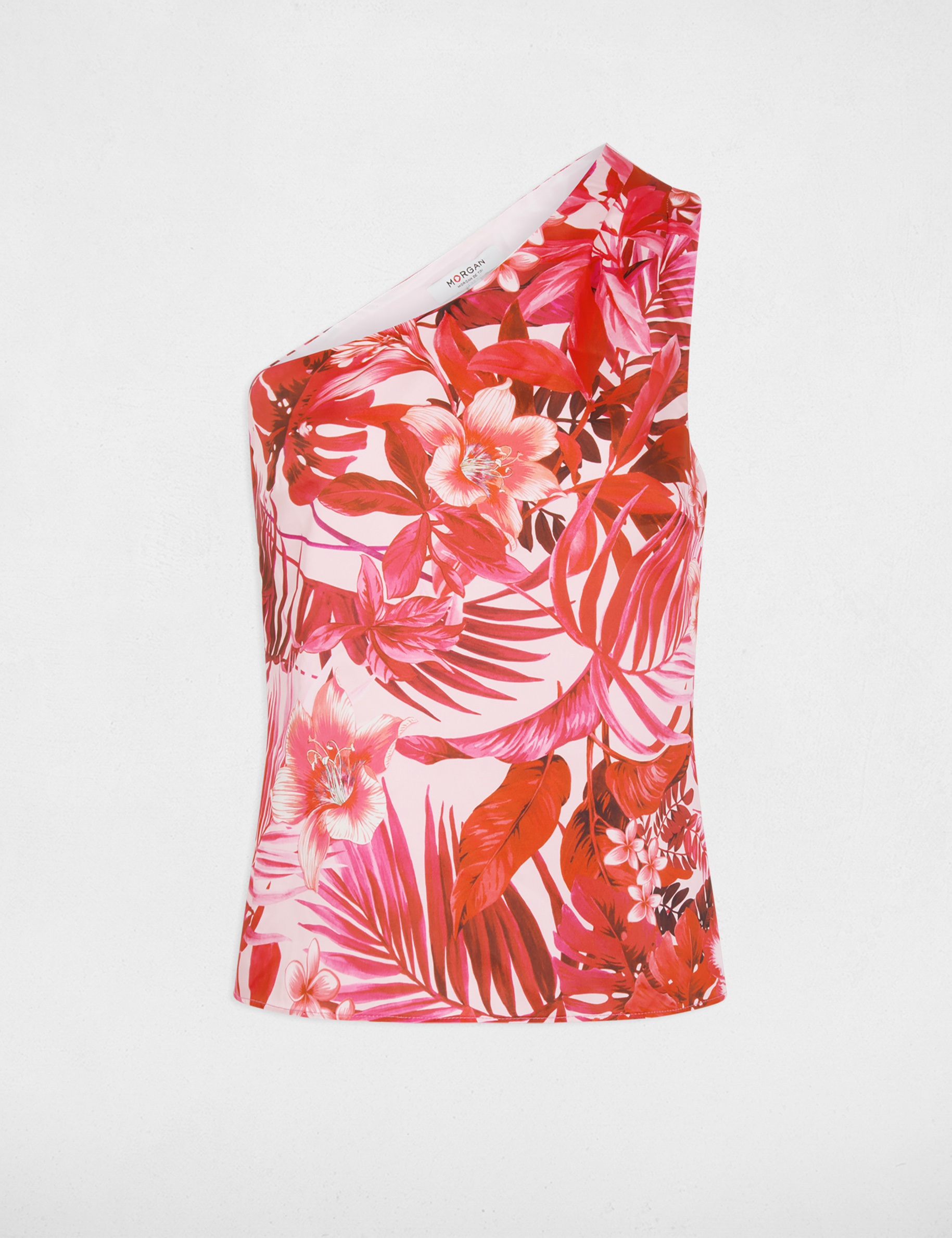 Top imprimé asymétrique multicolore femme