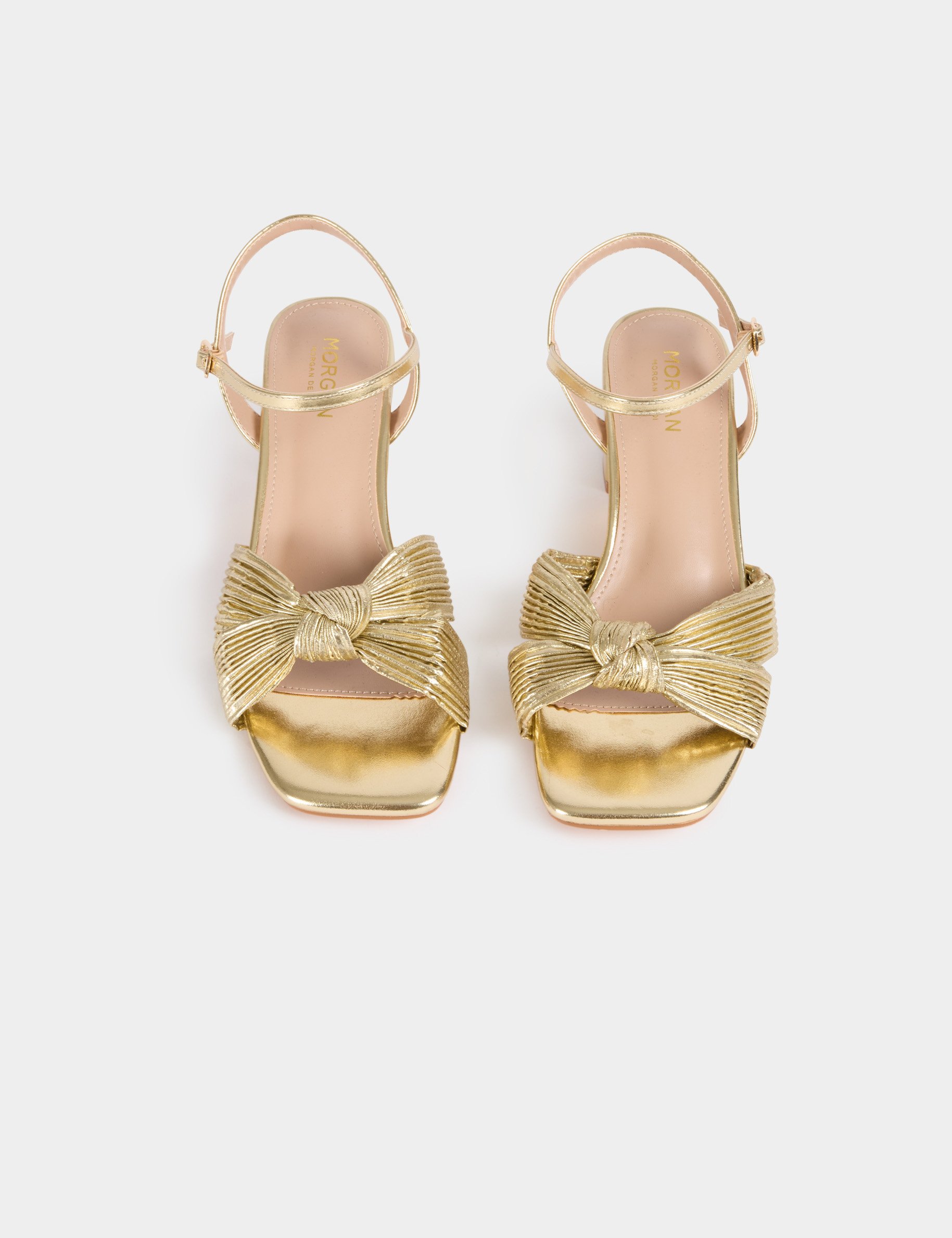 Sandale noeud jaune or femme