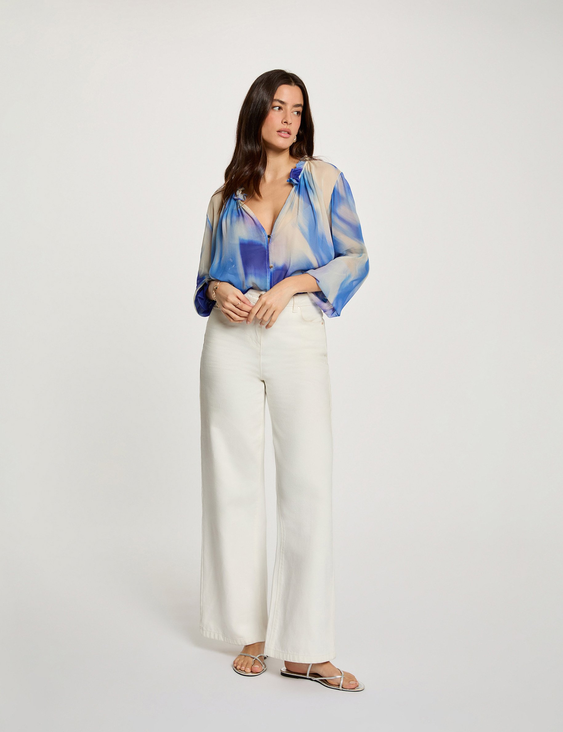 Chemise fluide ajust&eacute;e multicolore femme