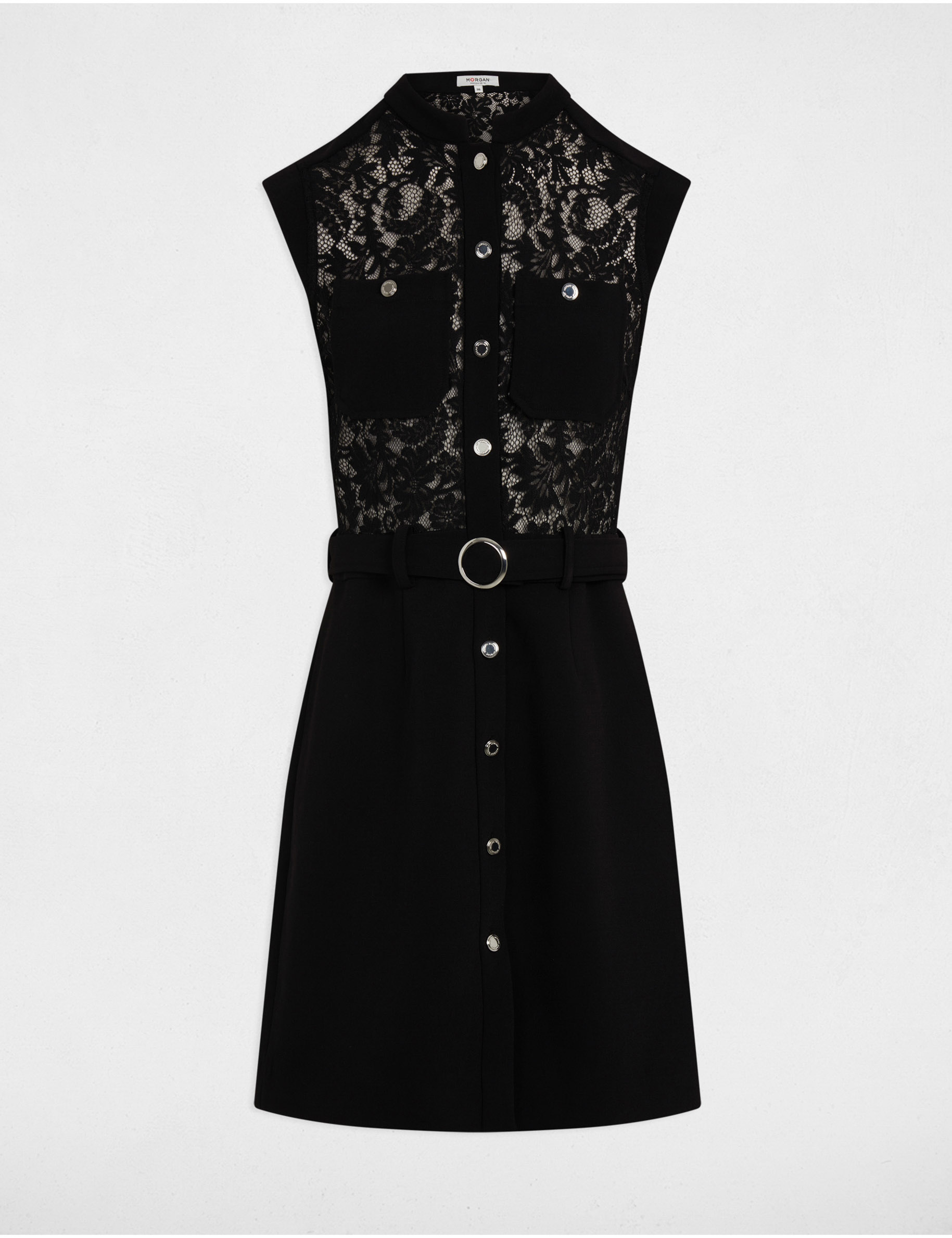 robe courte droite dentelle noir femme Robe courte droite dentelle noir femme