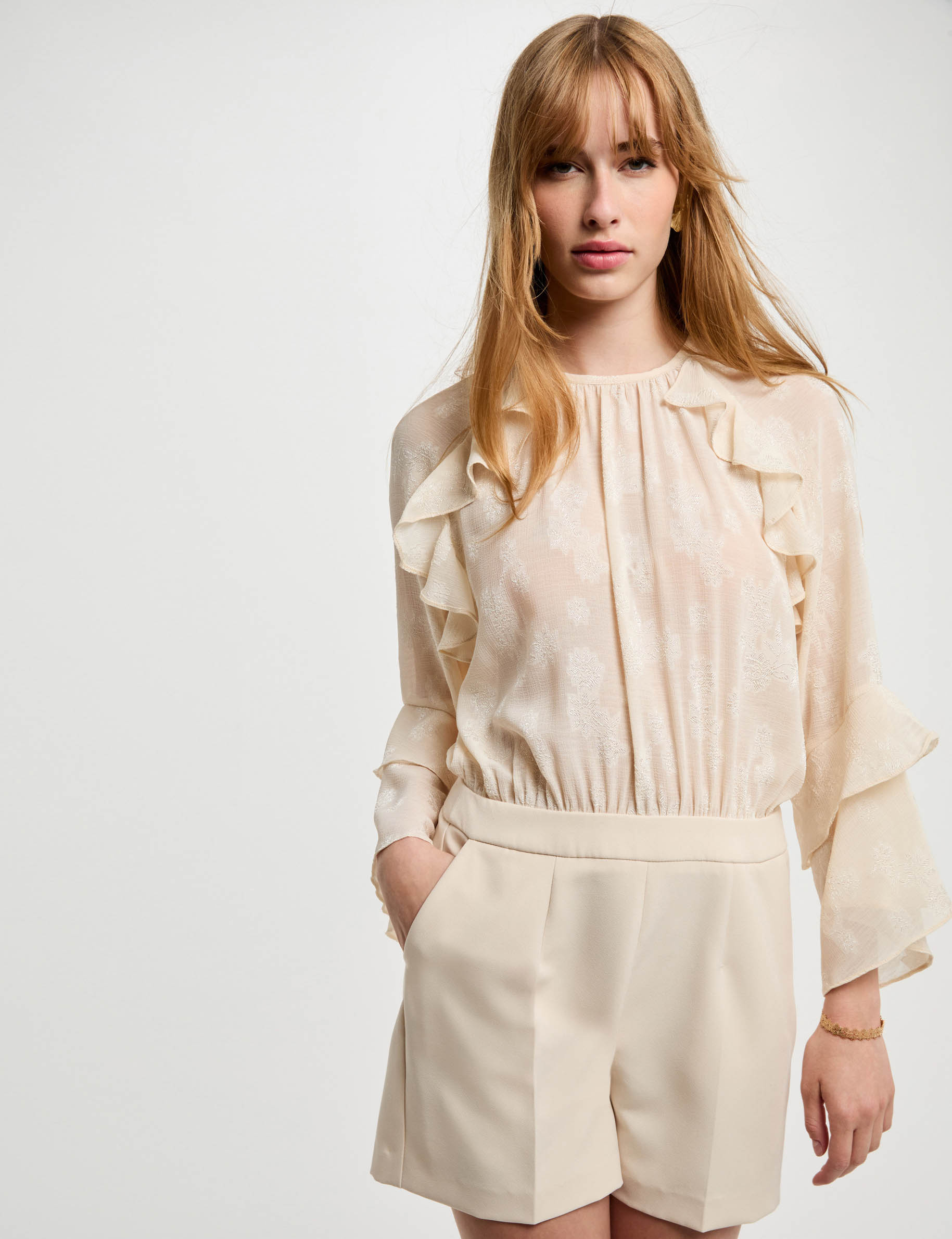 combishort a volants creme femme Combishort à volants creme femme