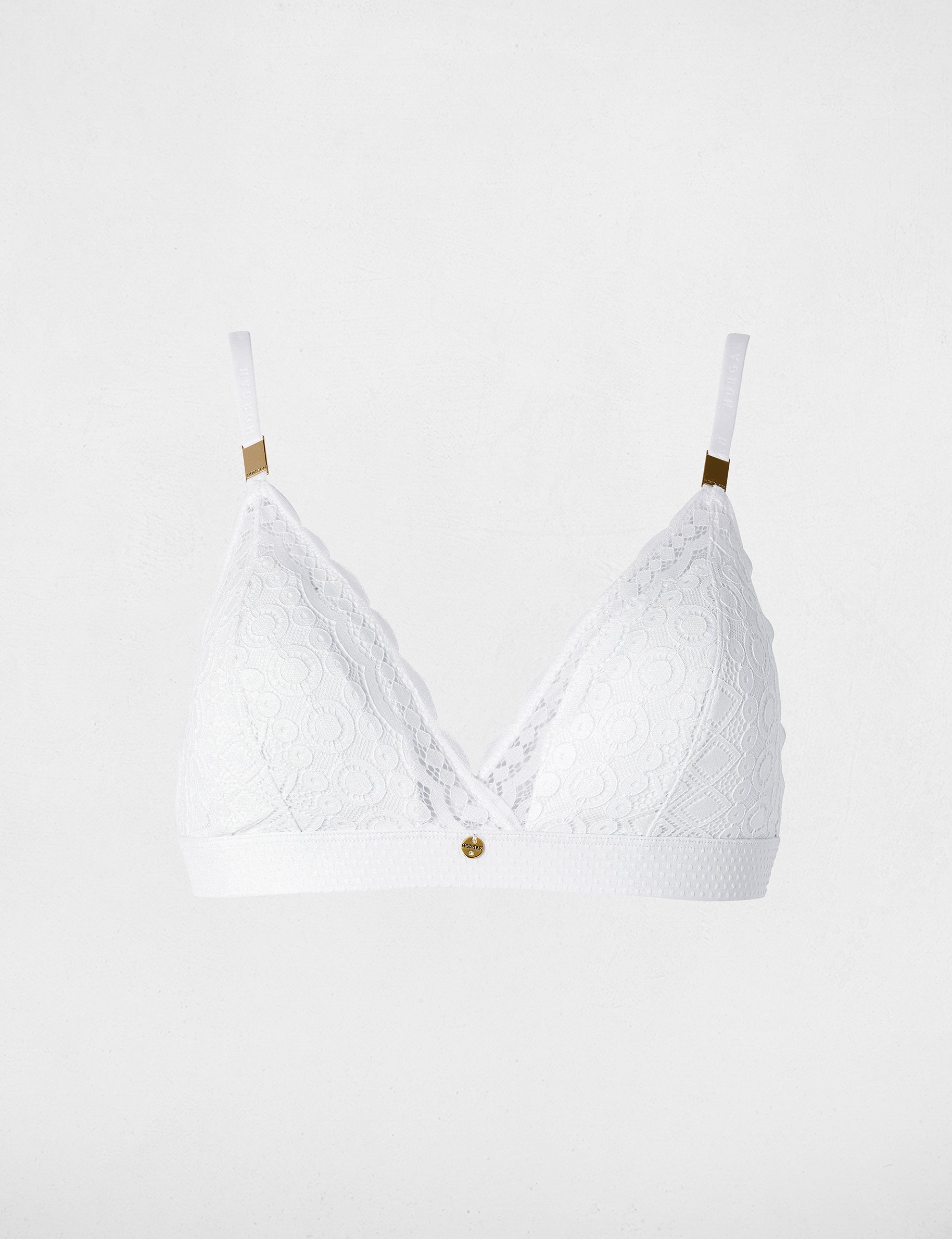 Soutien-gorge dentelle bretelles fines blanc femme