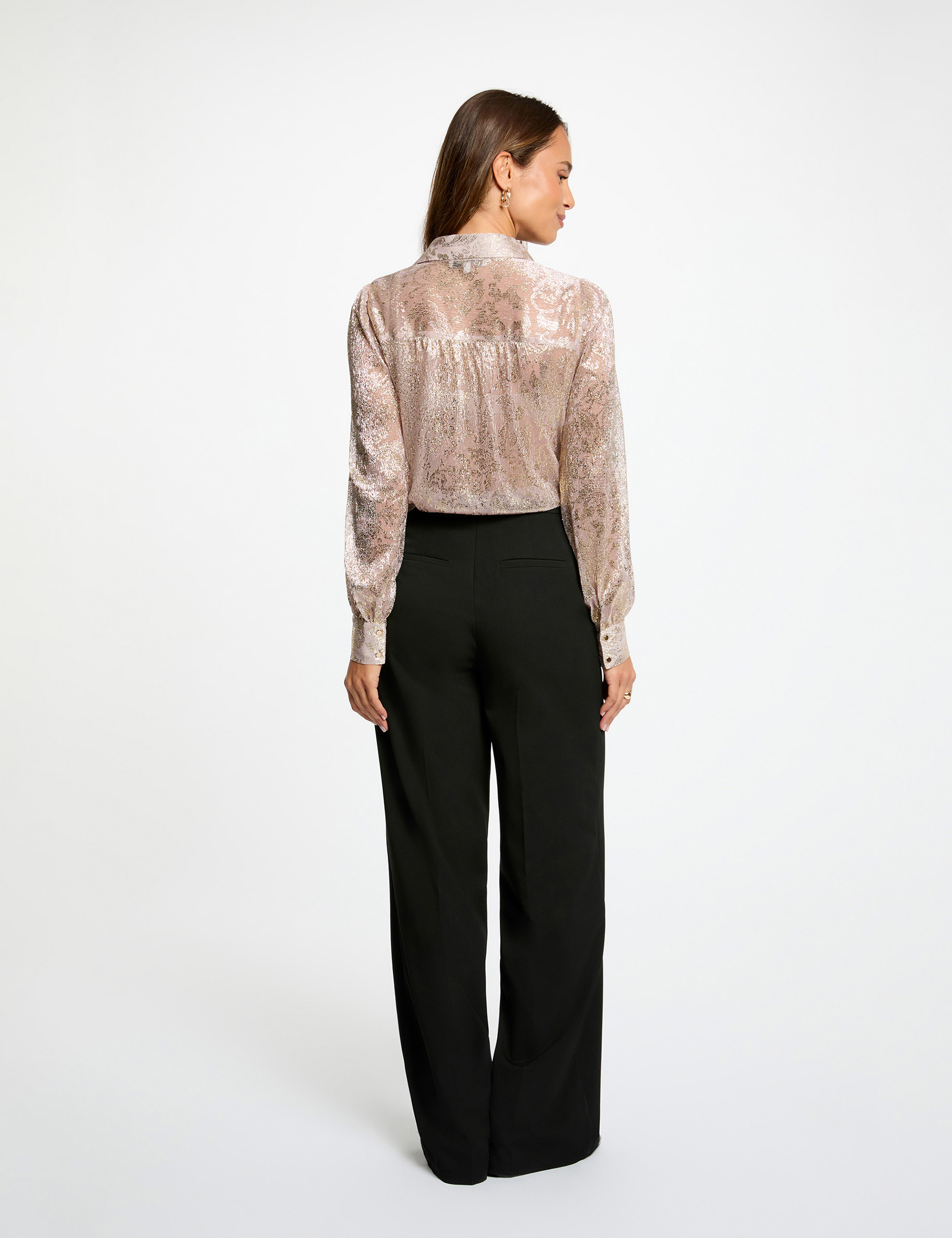 Chemise col &agrave; revers jaune or femme