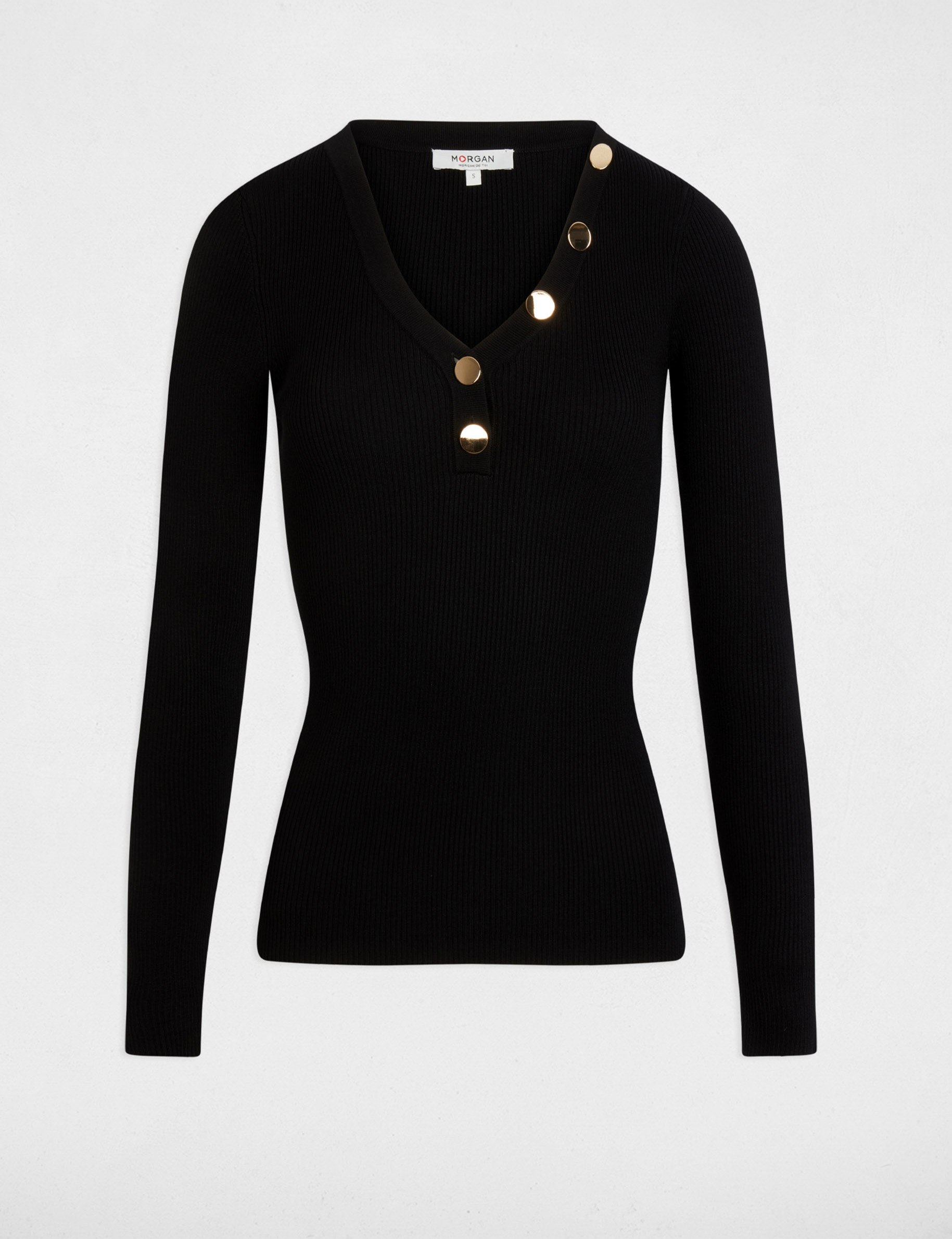 pull manches longues boutons noir femme Pull manches longues boutons noir femme