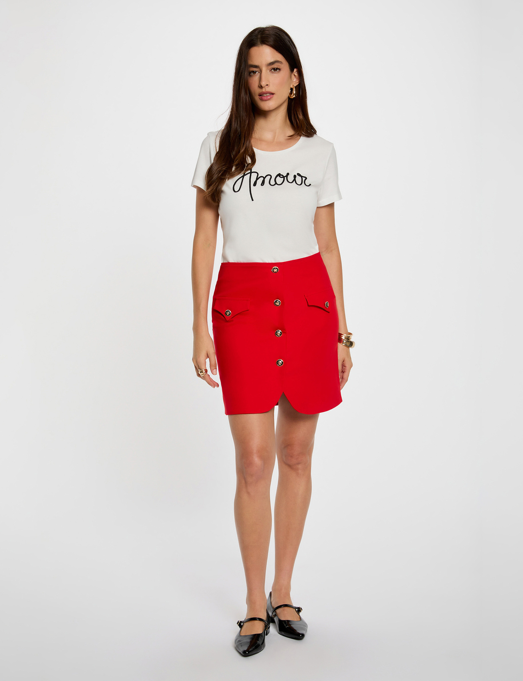 Jupe courte ajustée rouge femme