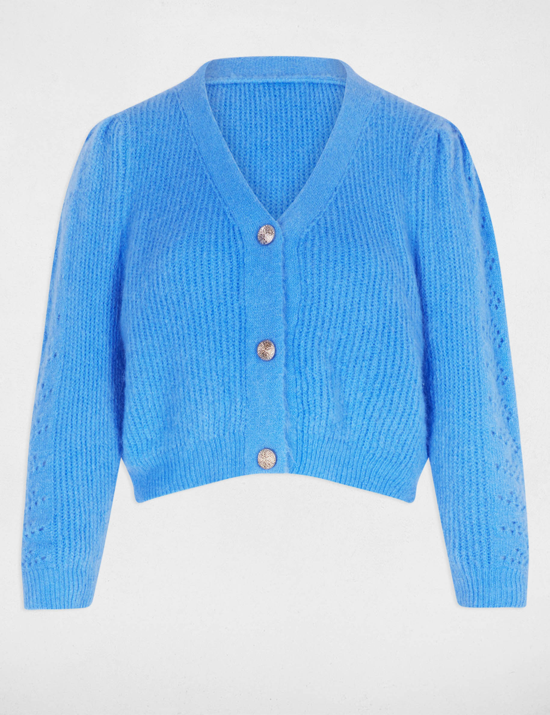 gilet ajuste col v bleu femme Gilet ajusté col v bleu femme