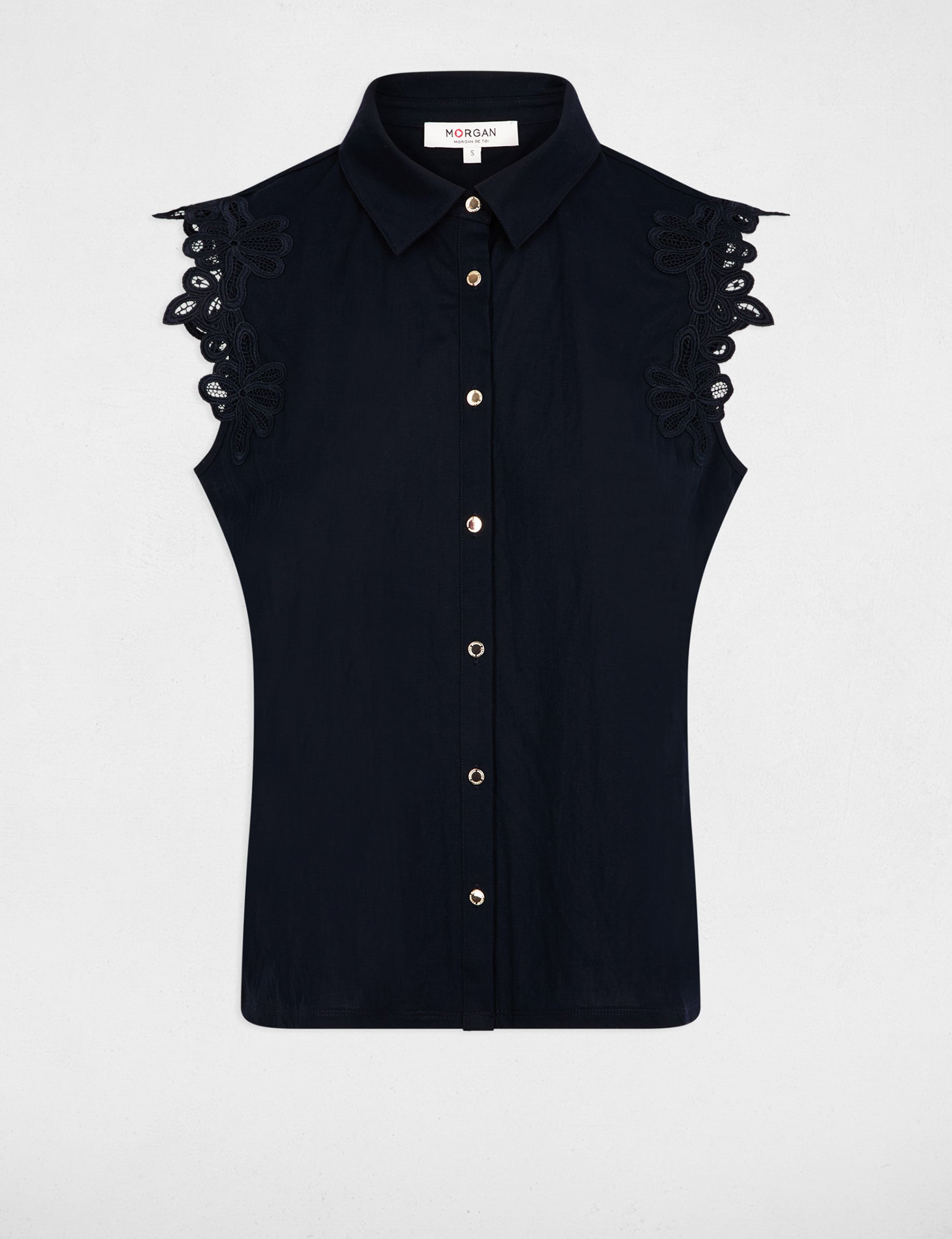 Chemise sans manches bleu marine femme