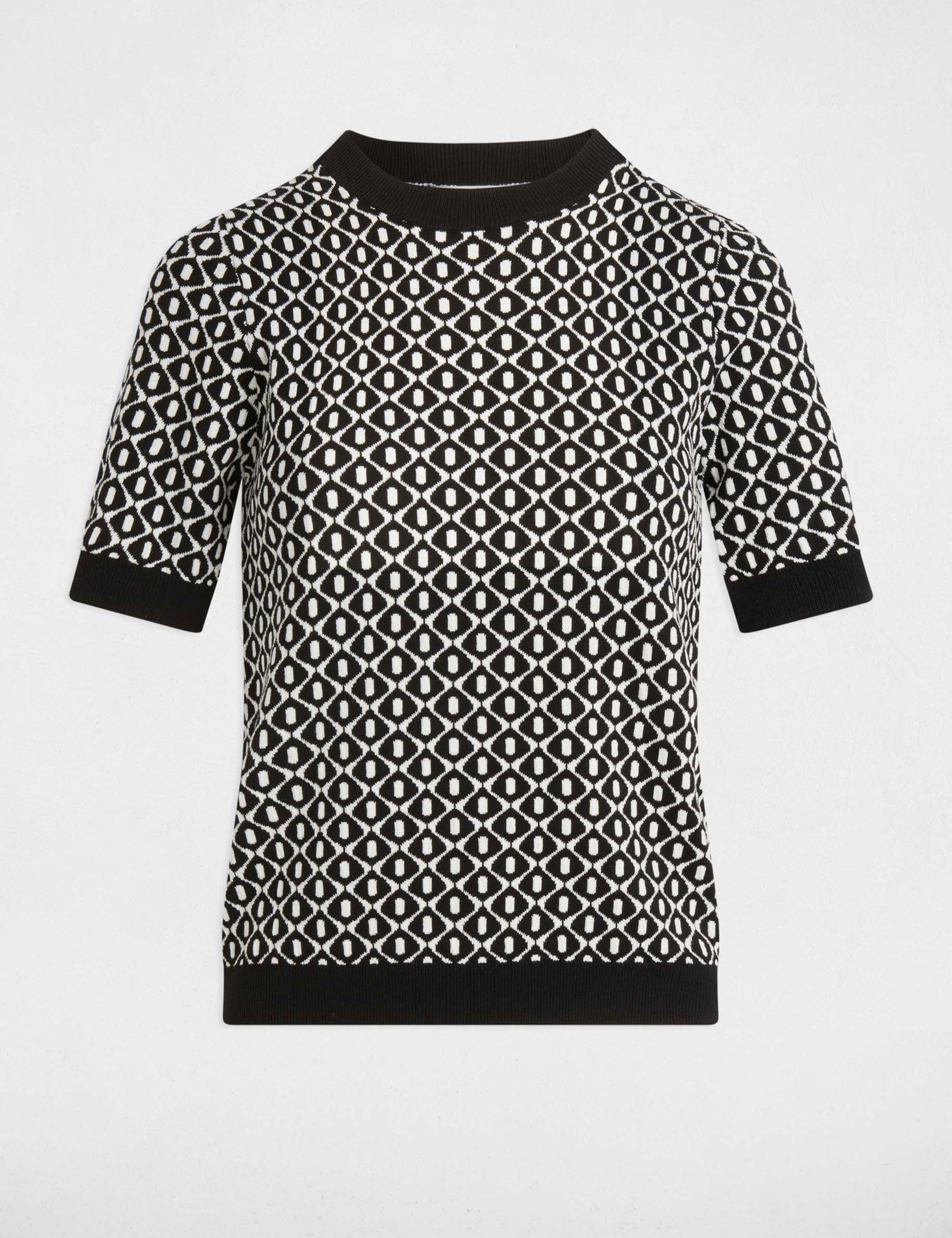 pull col rond imprime noir femme Pull col rond imprimé noir femme