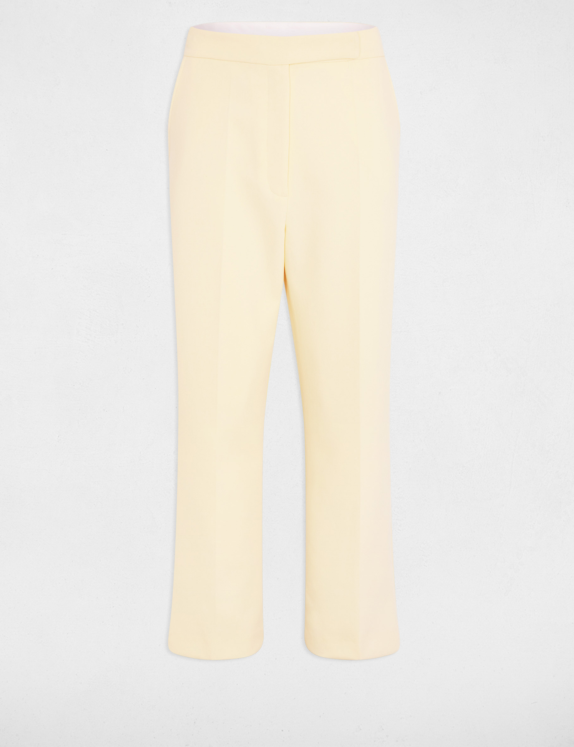 Pantalon droit taille haute jaune pastel femme