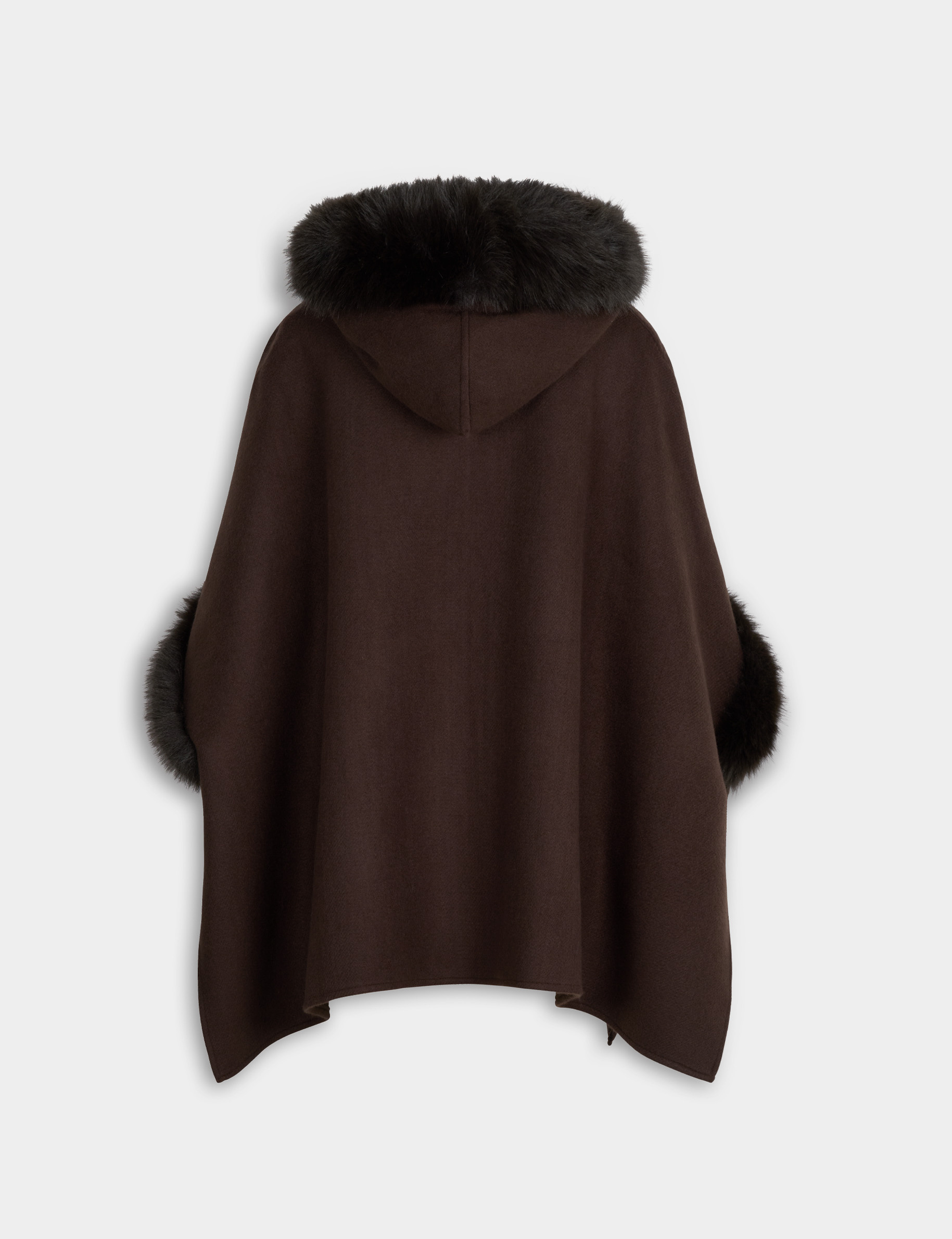 Poncho van imitatiebont donker bruin vrouw
