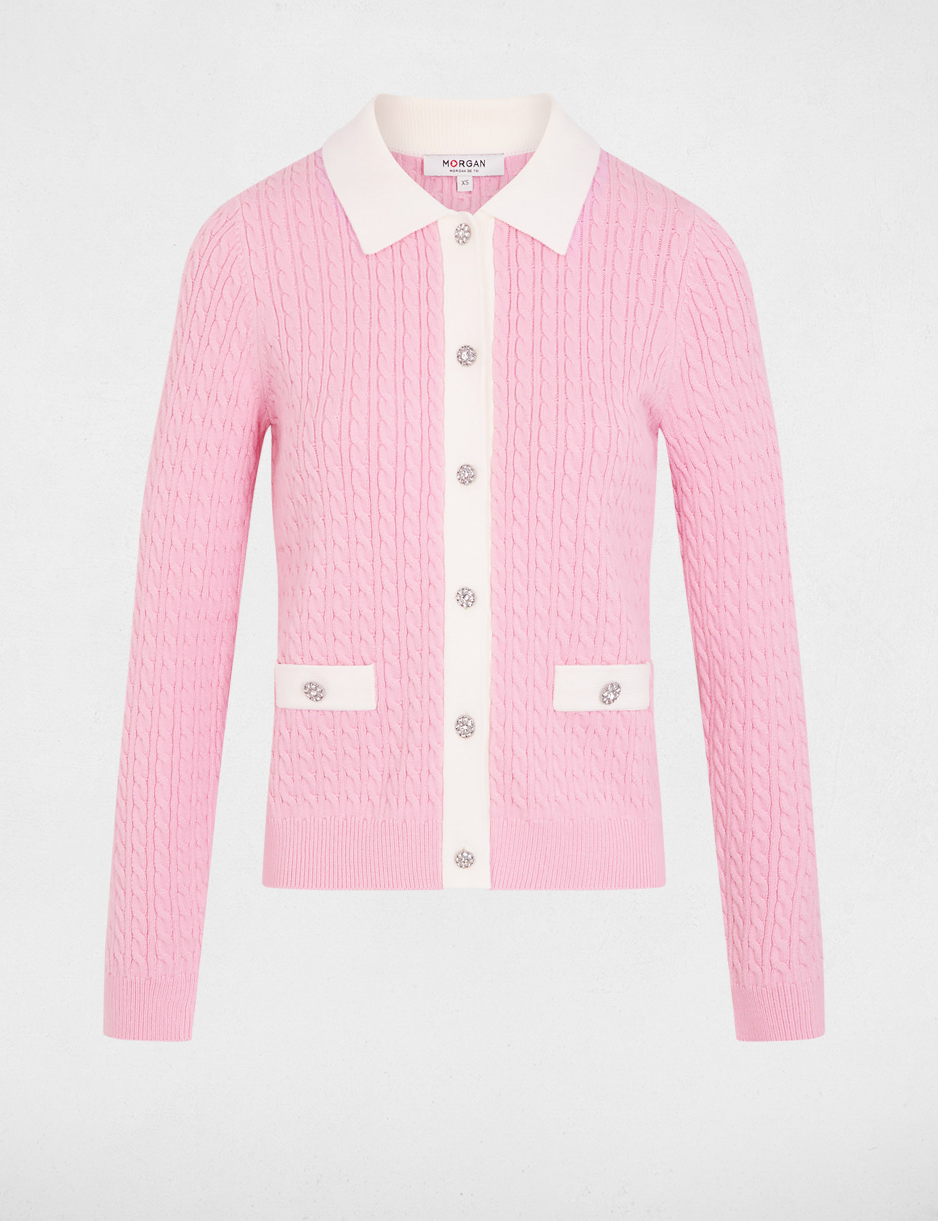 Gilet ajust&eacute; col &agrave; revers rose clair femme