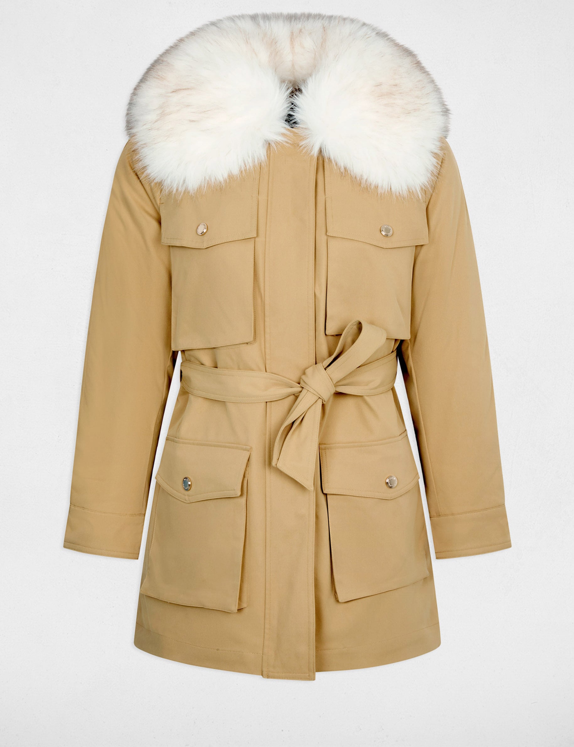Parka met opstaande kraag beige vrouw