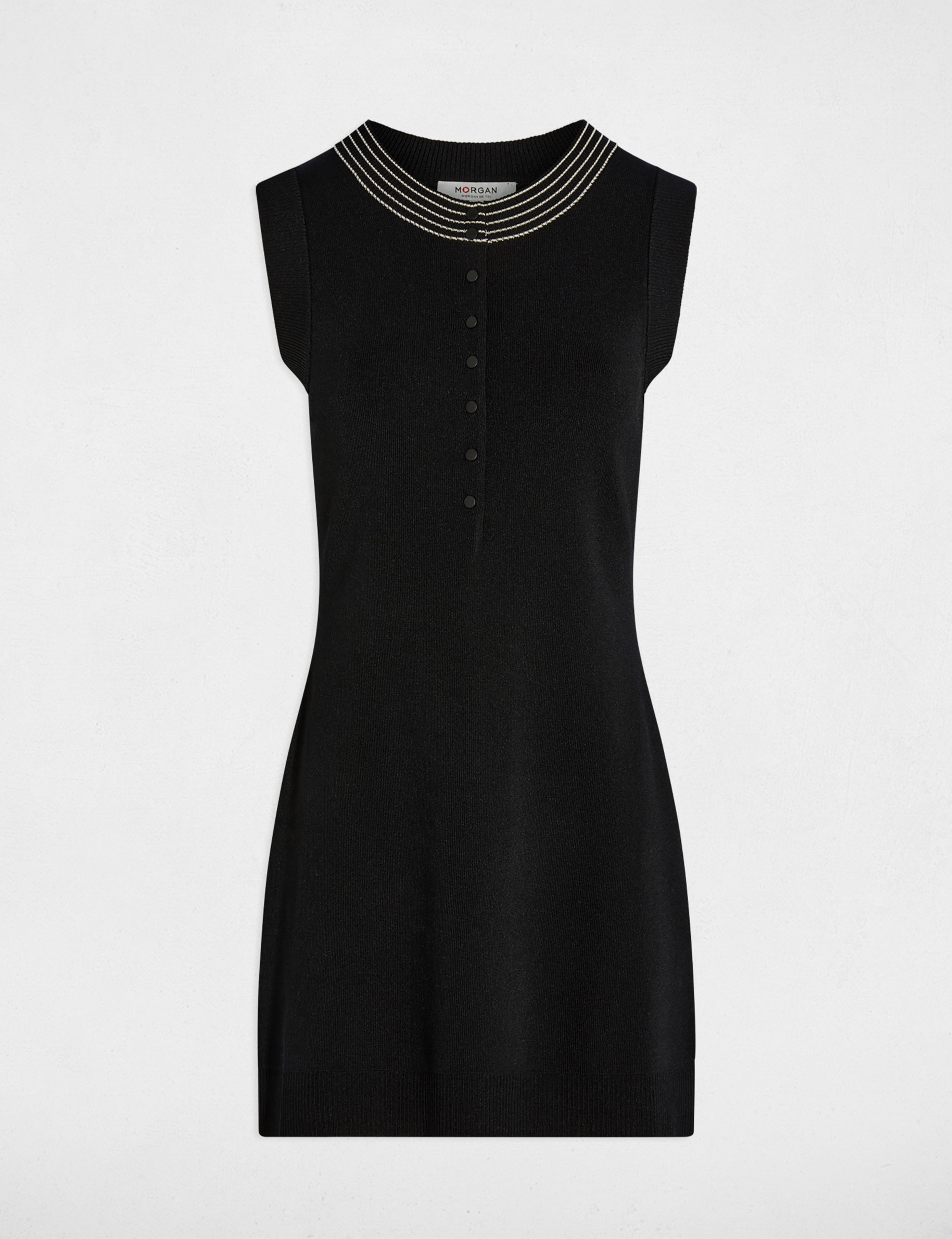Robe tricot cintr&eacute;e noir femme