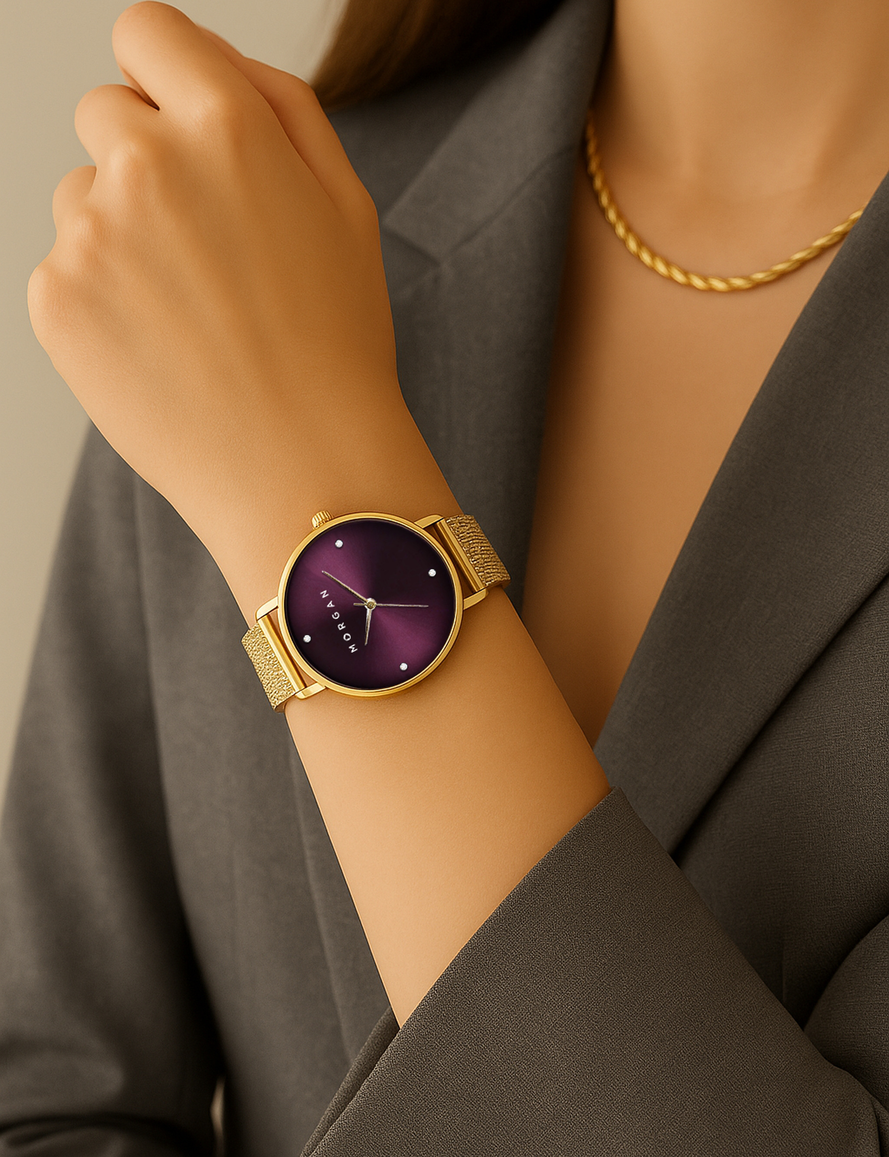 Montre jaune or femme