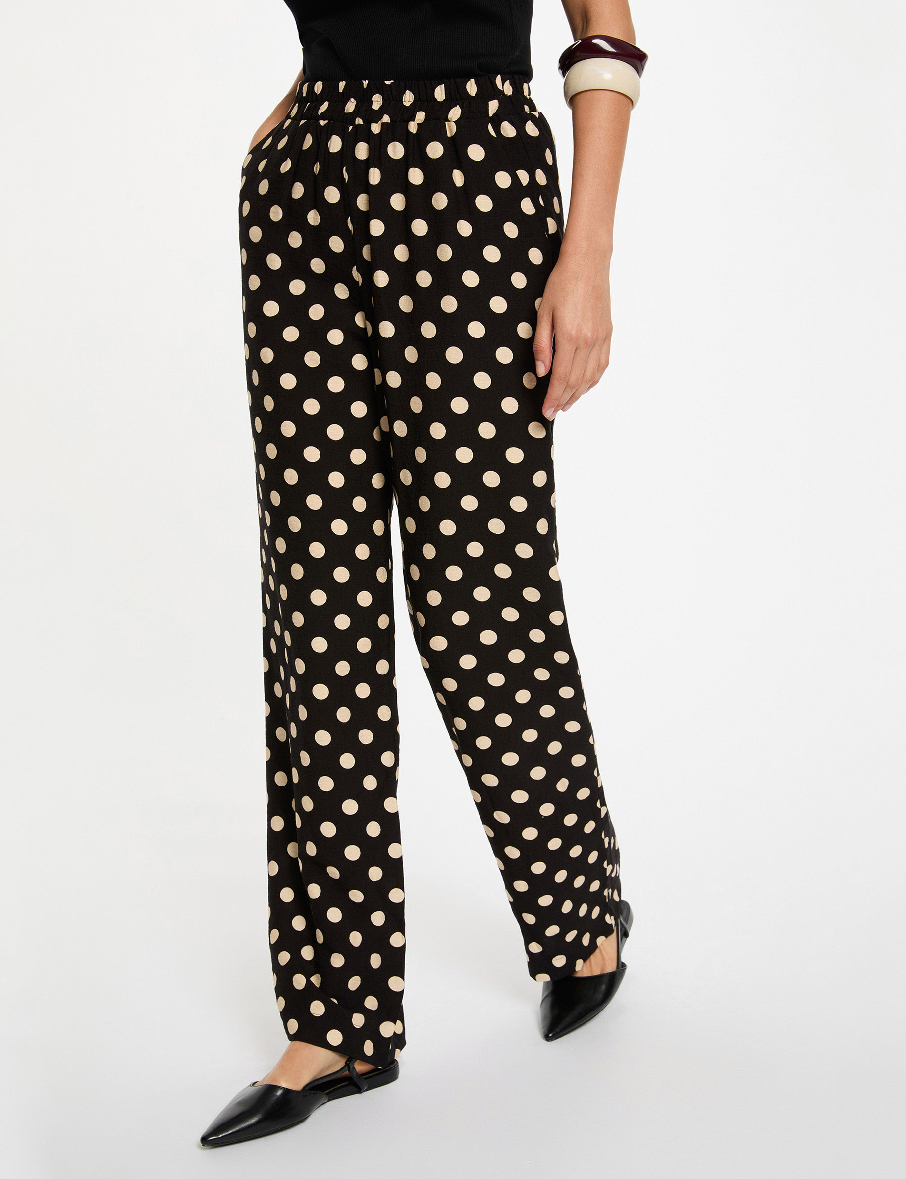 Hoge taille rechte broek zwart vrouw