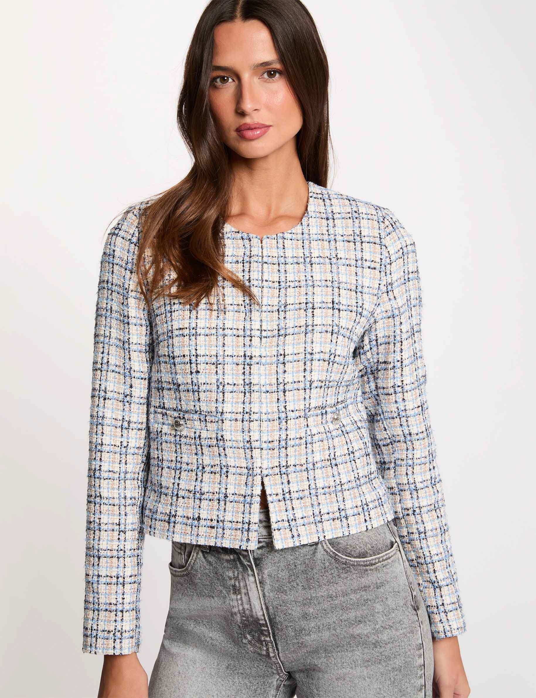 Veste tweed ajust&eacute;e multicolore femme