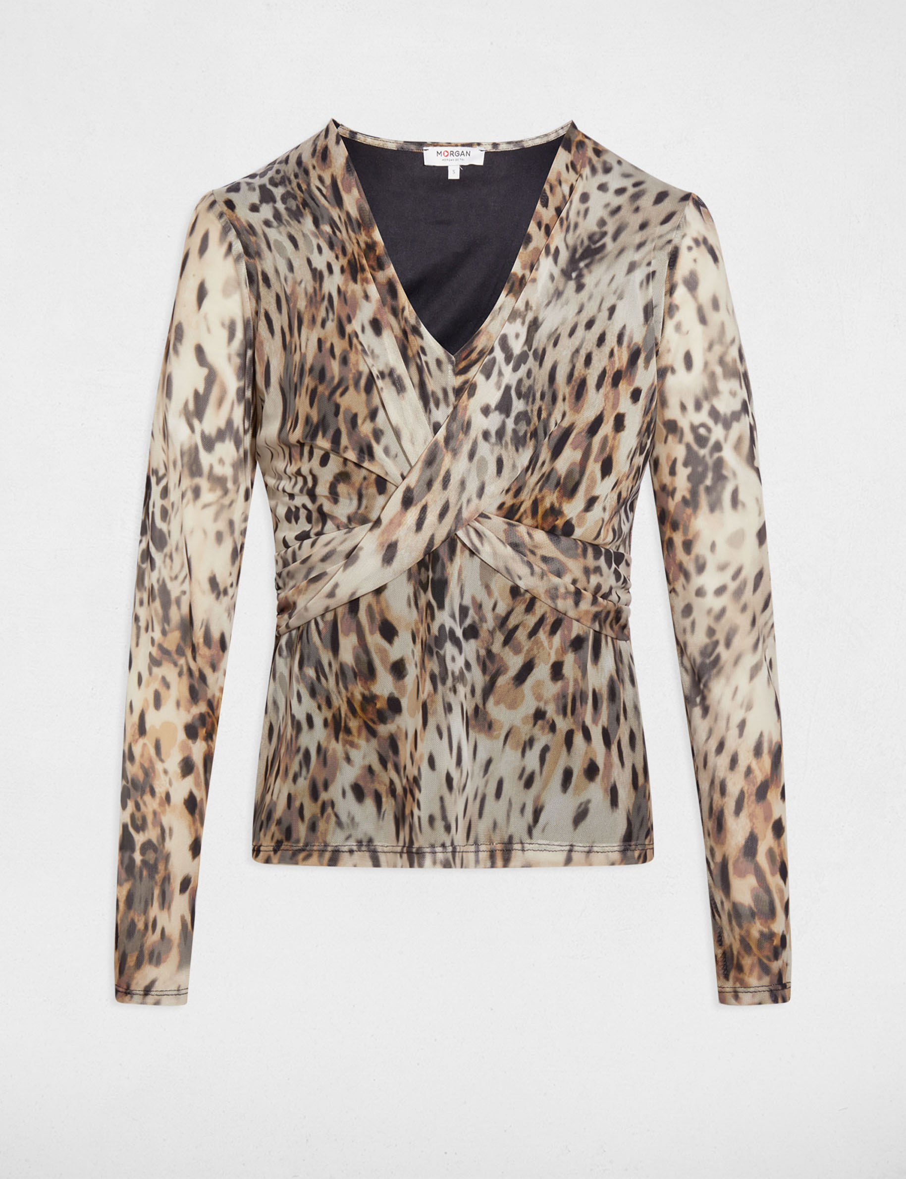 Getailleerd V-hals T-shirt meerkleurig vrouw