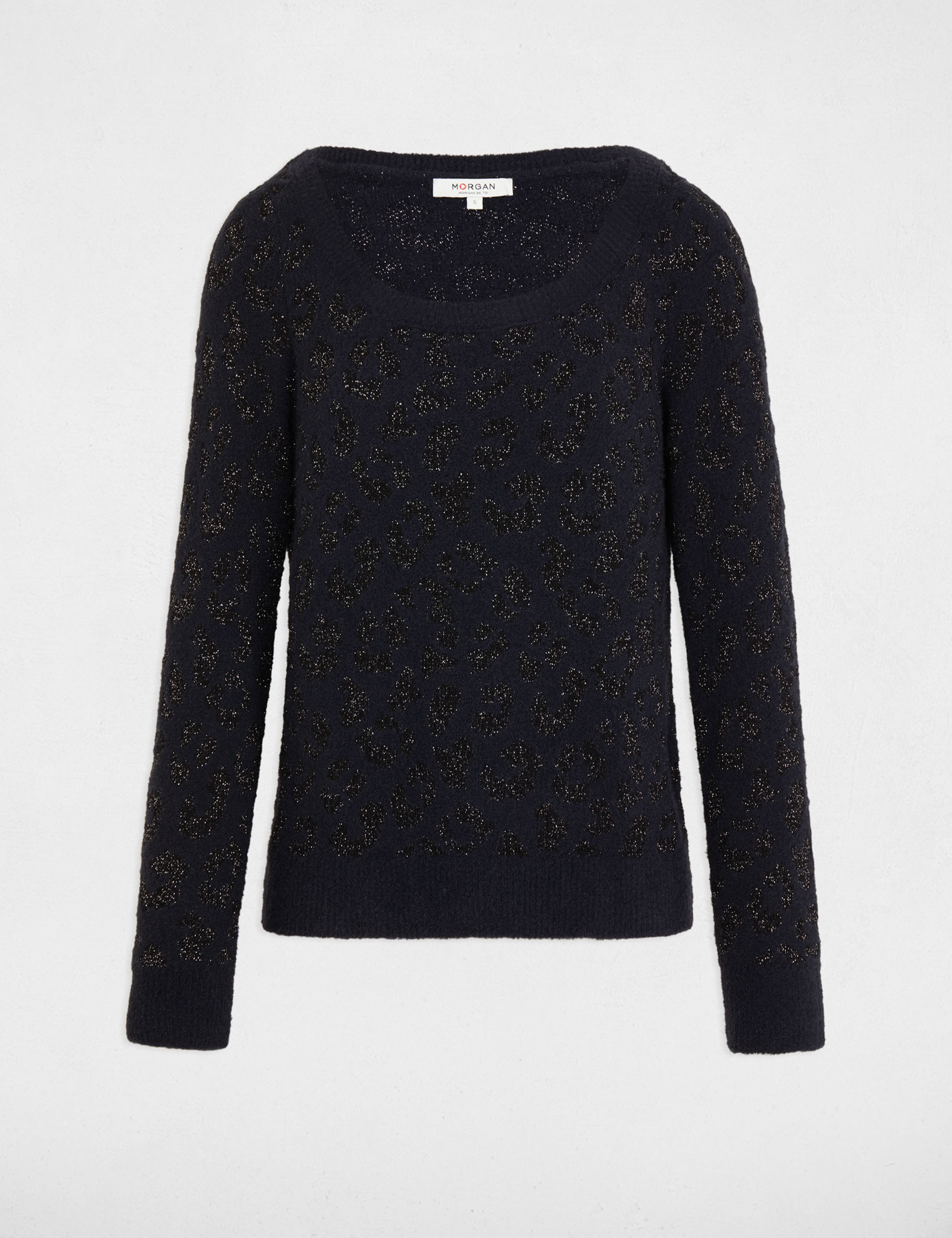 pull col rond imprime marine femme Pull col rond imprimé marine femme