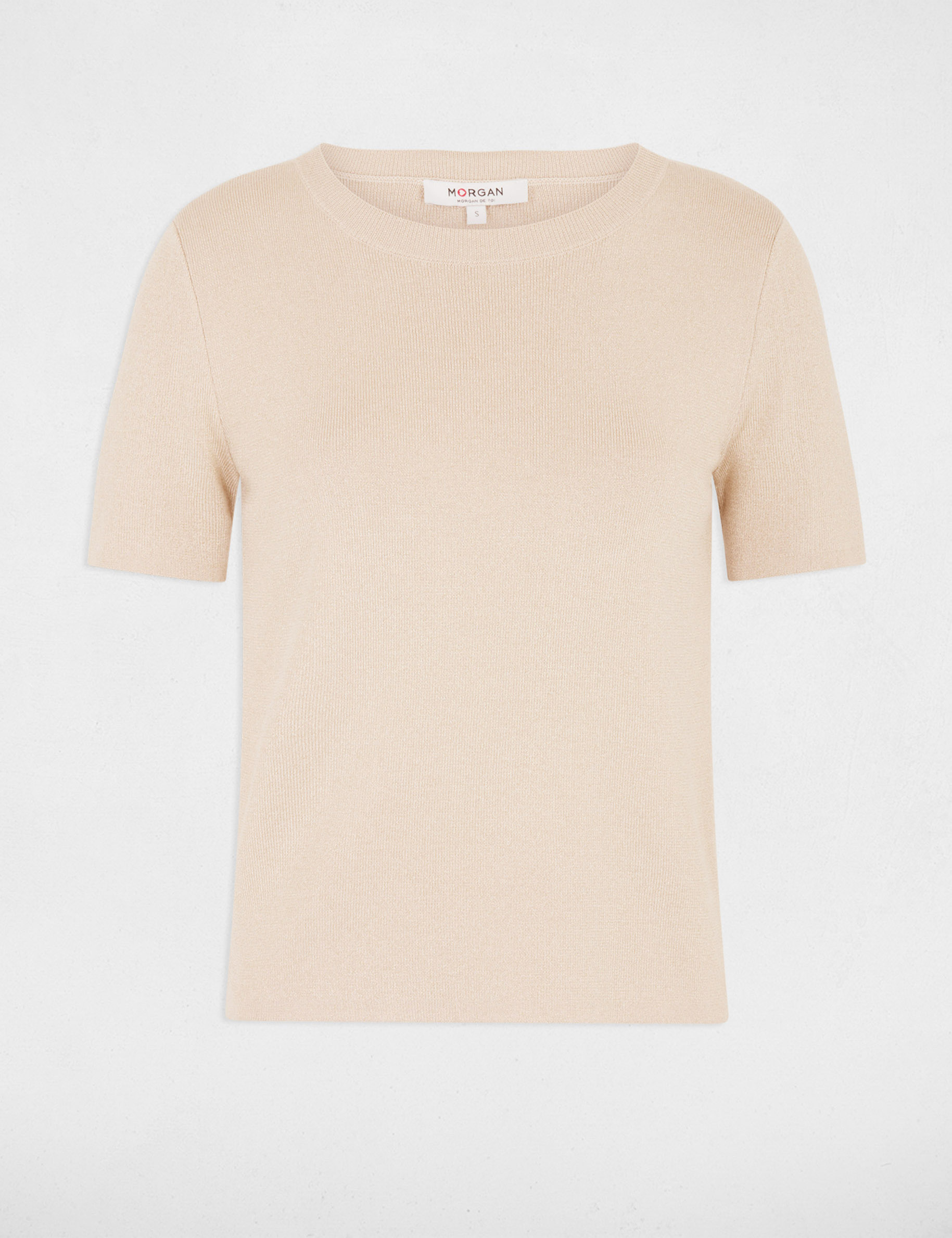 Trui met ronde hals beige vrouw