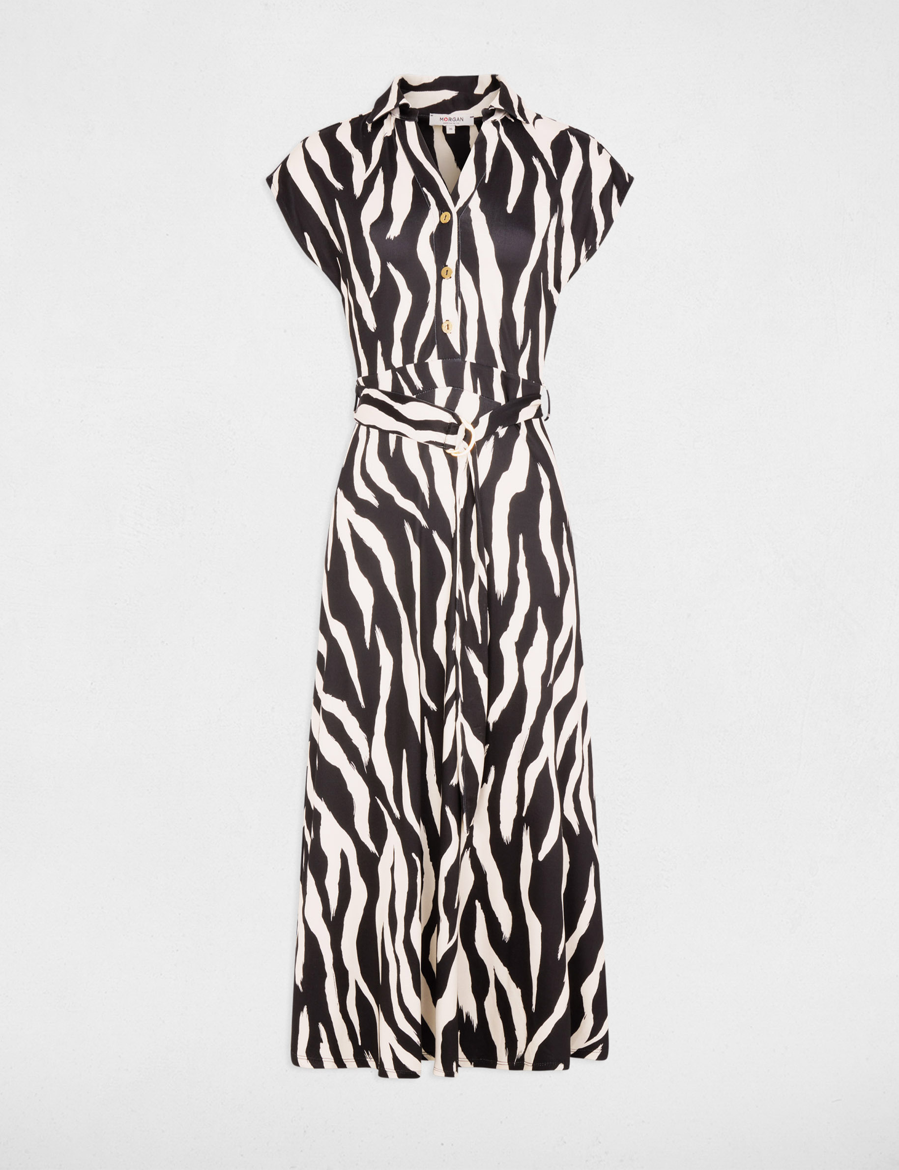 Lange jurk met reverskraag meerkleurig vrouw