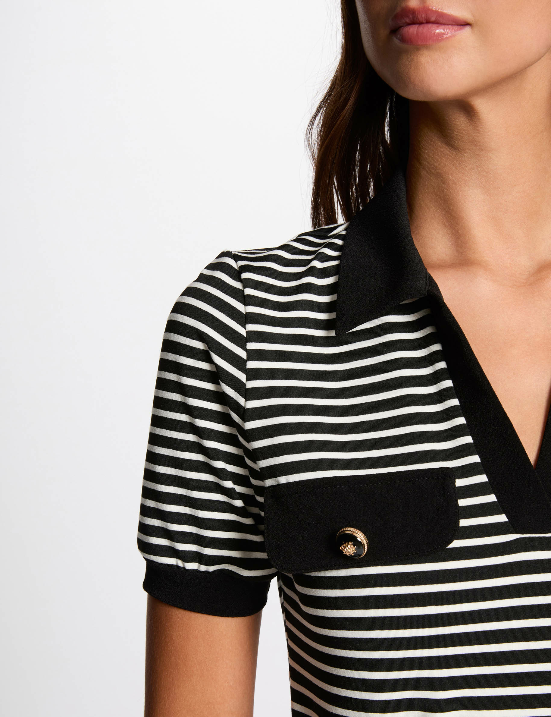 gestreept t shirt met korte mouwen zwart vrouw Gestreept T-shirt met korte mouwen zwart vrouw