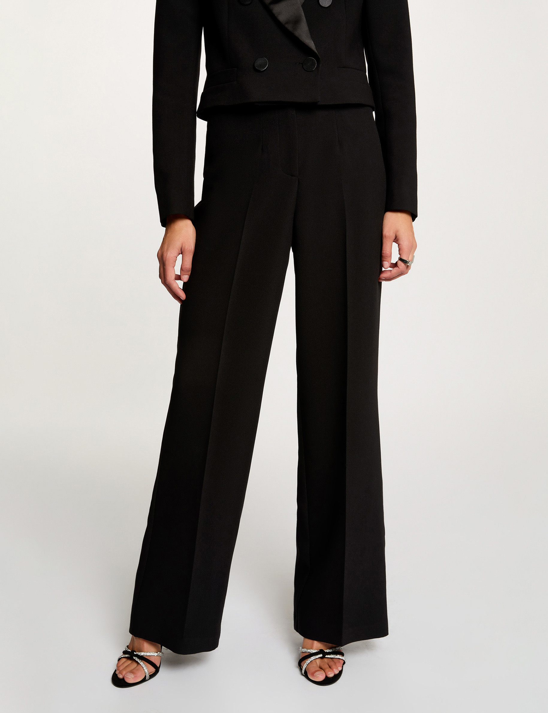 pantalon large taille haute noir femme Pantalon large taille haute noir femme