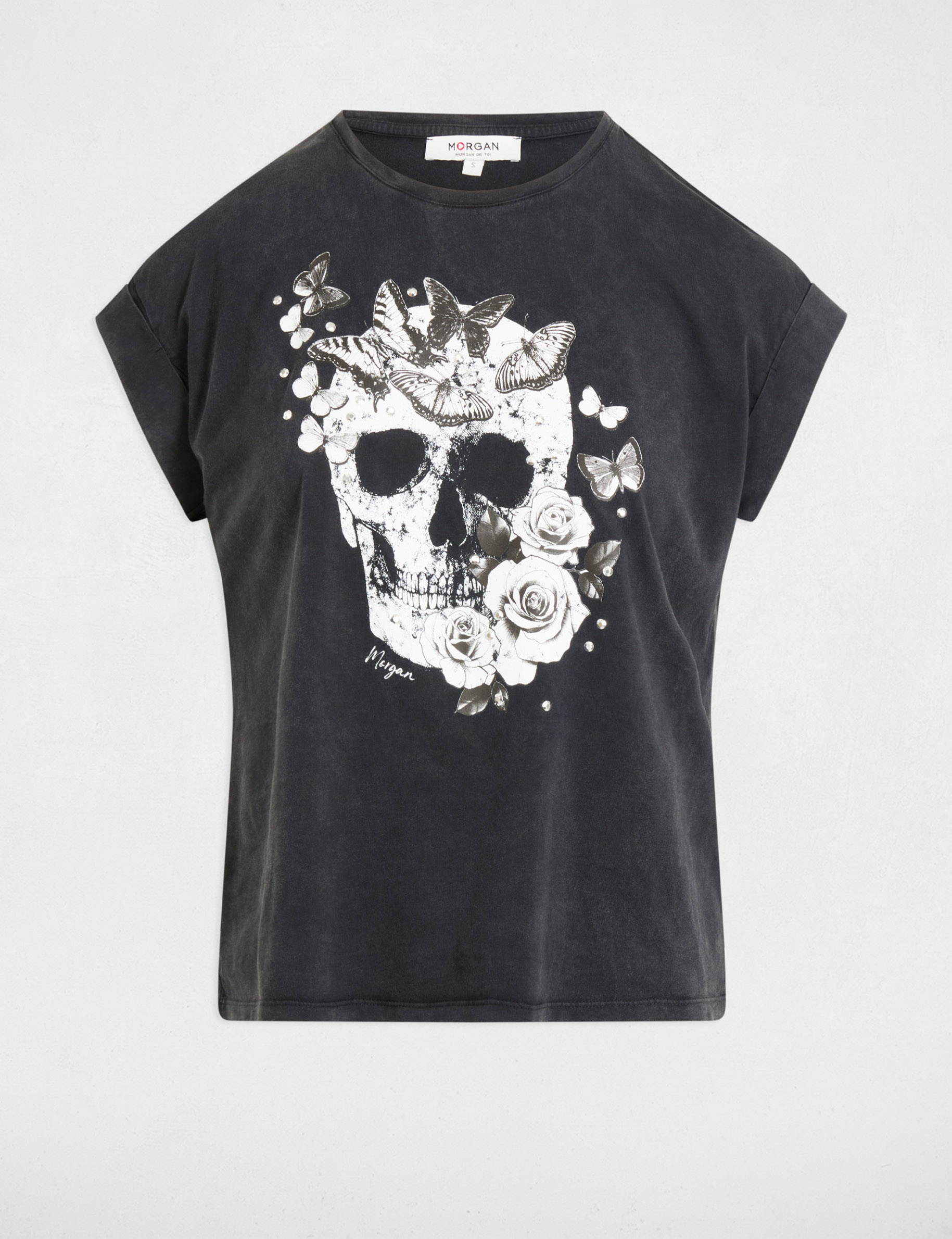 t shirt manches courtes gris fonce femme T-shirt manches courtes gris foncé femme