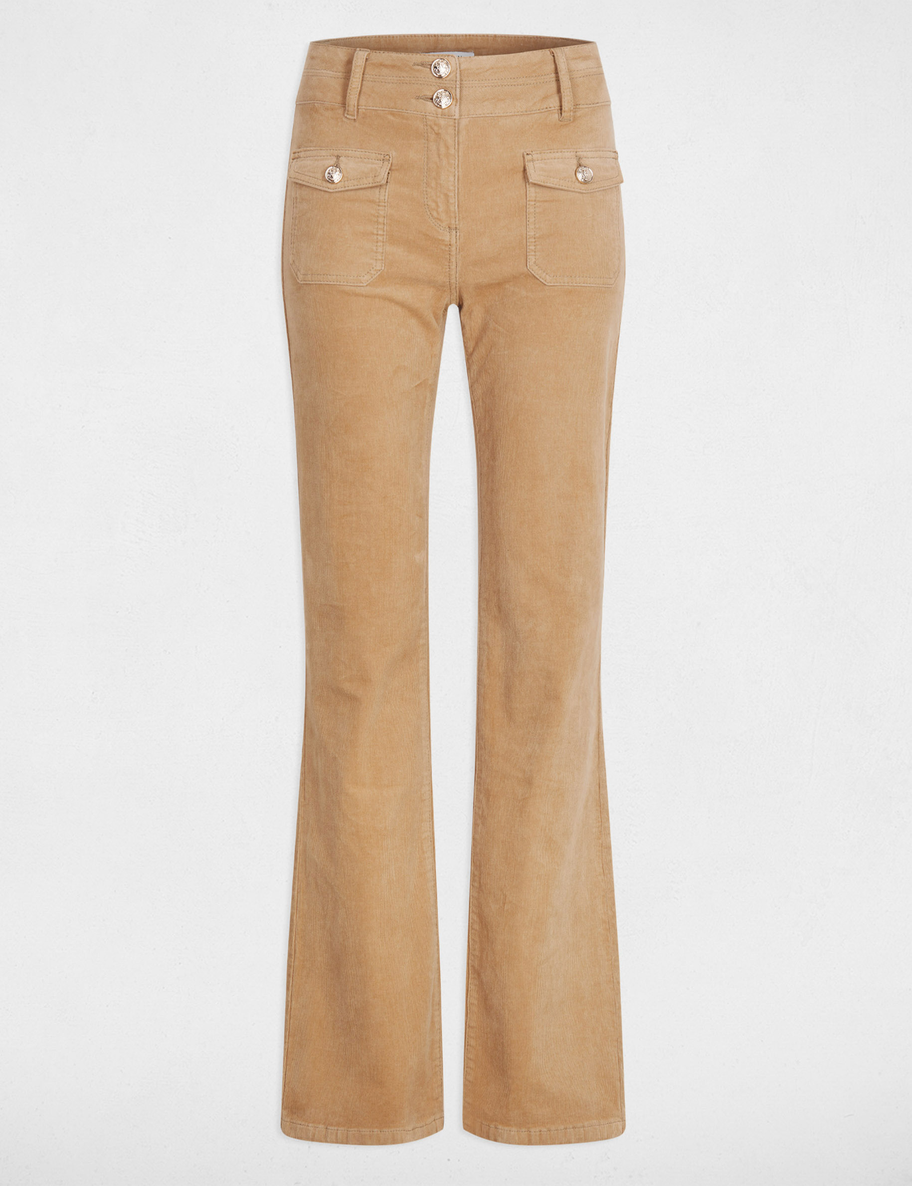 Pantalon ajusté velours sable femme