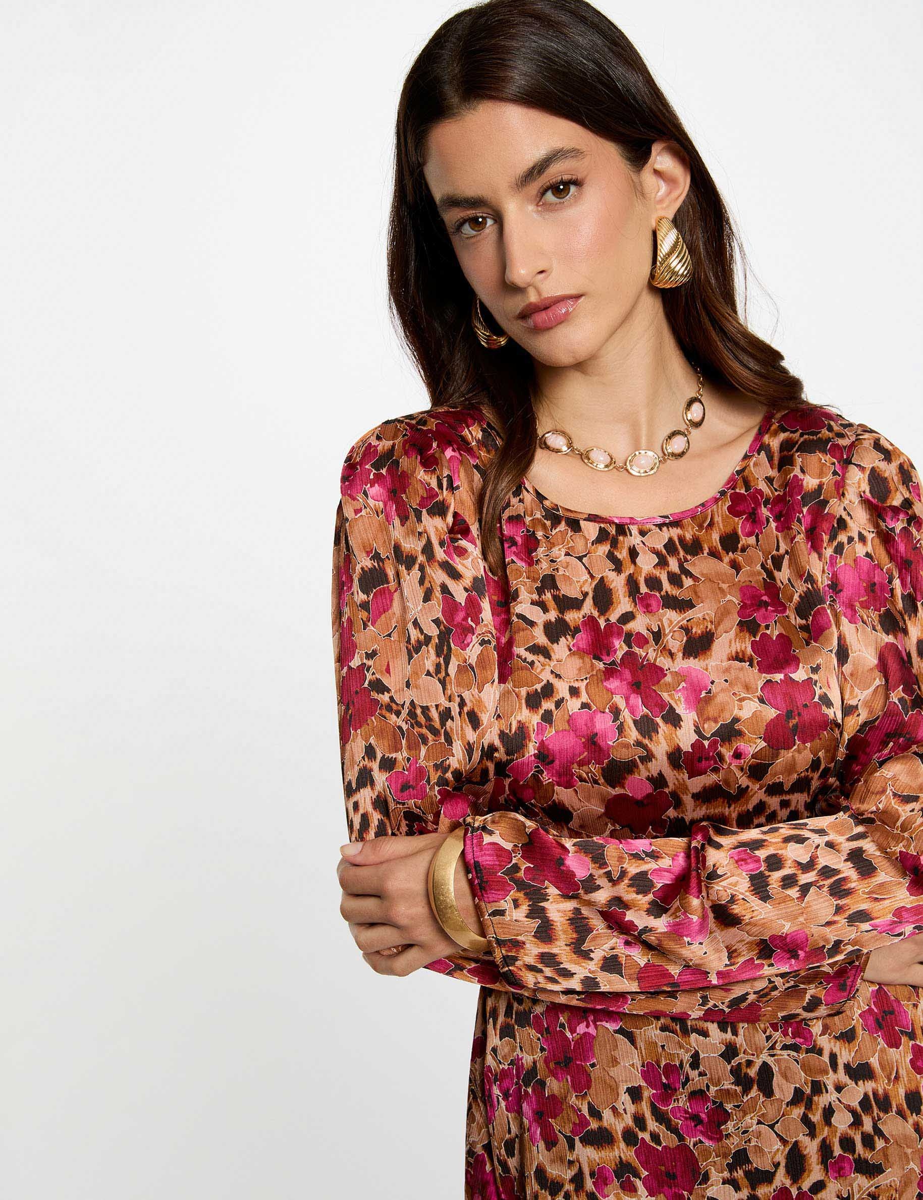Robe courte plissée multicolore femme