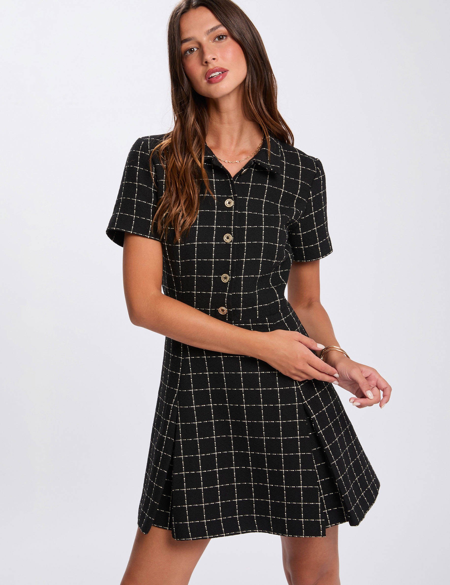 robe ajustee a plis noir femme Robe ajustée à plis noir femme