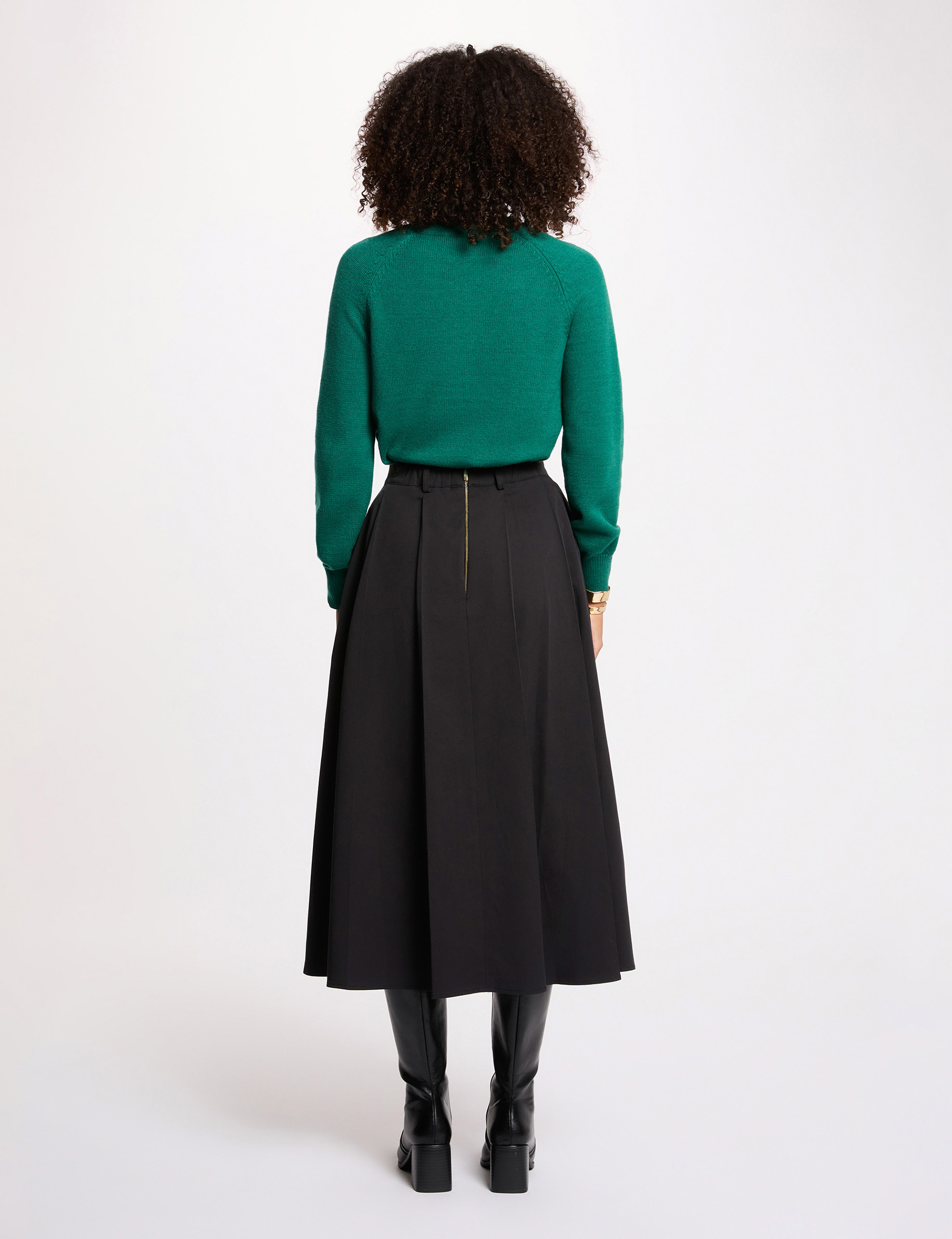 jupe evasee taille haute noir femme Jupe évasée taille haute noir femme