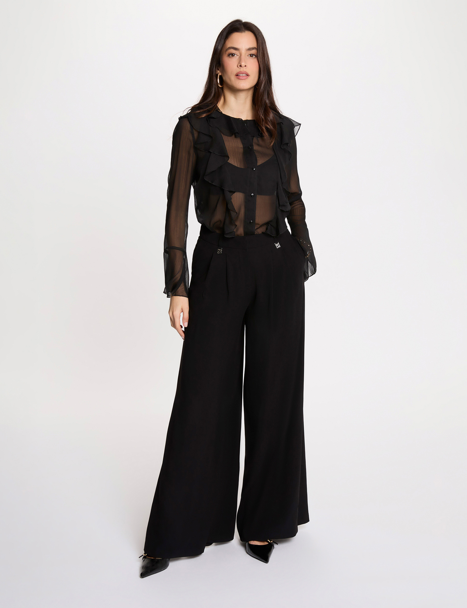 Chemise fluide noir femme