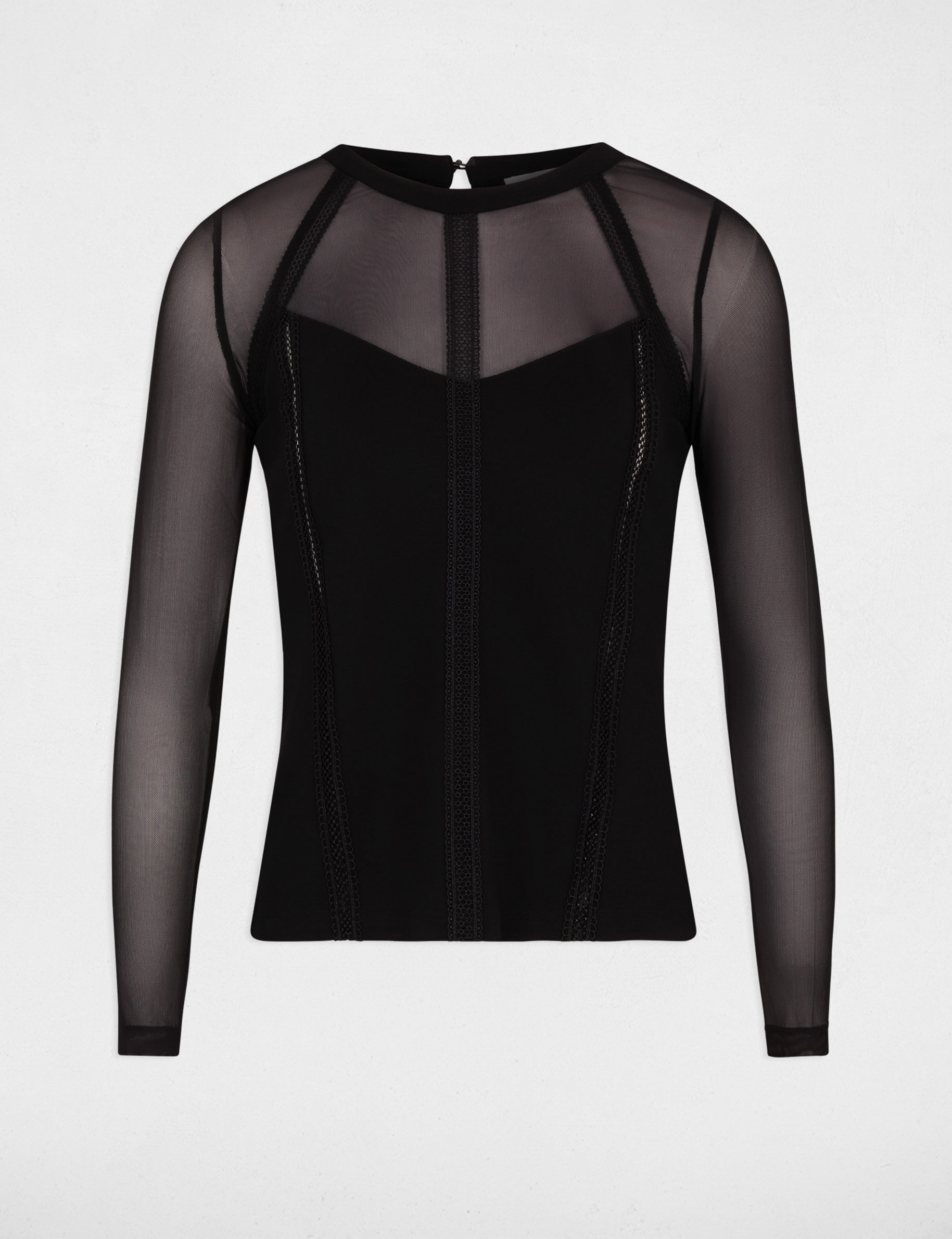 T-shirt kant lange mouwen zwart vrouw