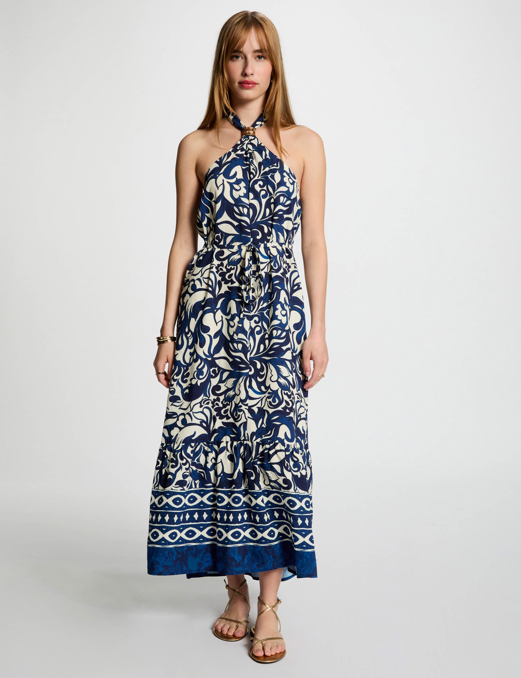 robe longue droite imprimee multicolore femme Robe longue droite imprimée multicolore femme