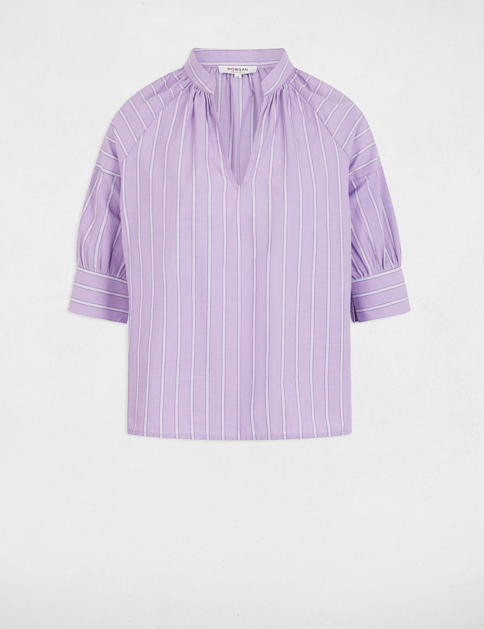 Blouse ray&eacute;e col v multicolore femme