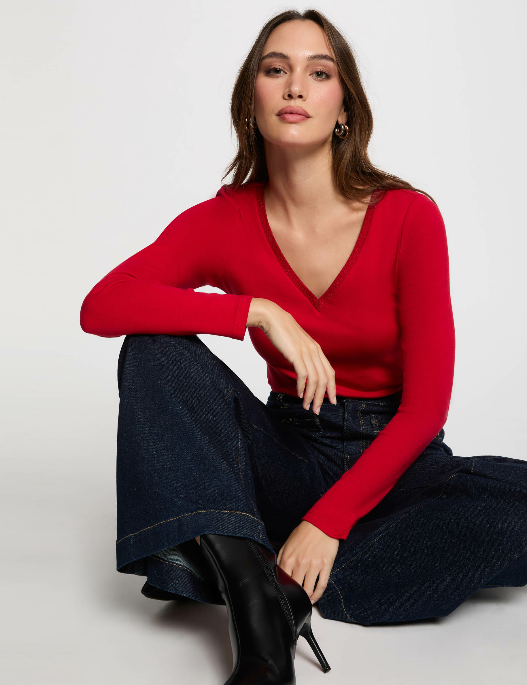 t shirt met lange mouwen rood vrouw T-shirt met lange mouwen rood vrouw