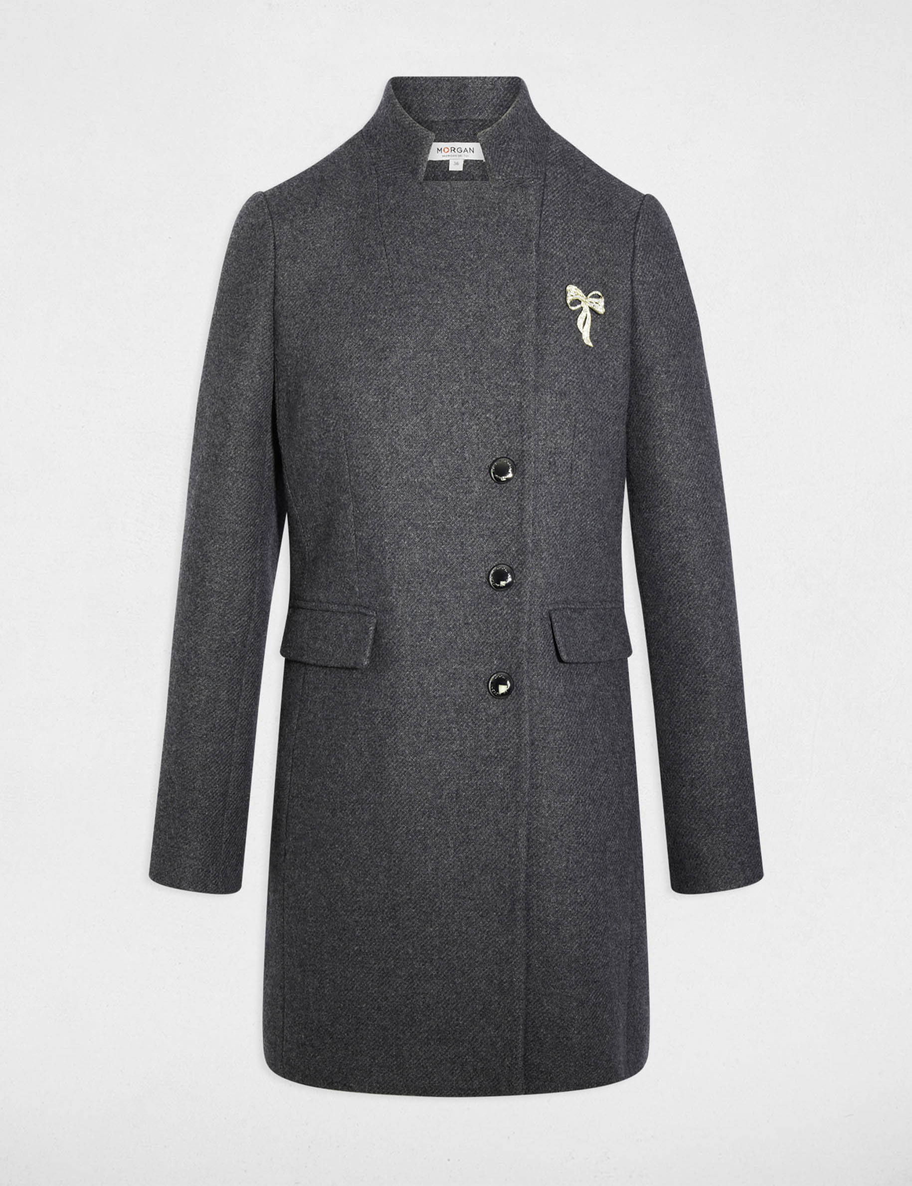 manteau cintre bouclette gris fonce femme Manteau cintré bouclette gris foncé femme