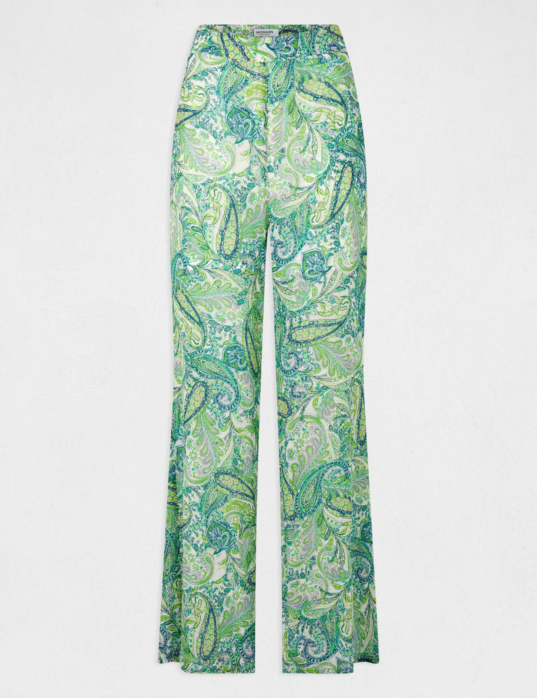 pantalon droit fluide imprime cachemire multico femme Pantalon droit fluide imprimé cachemire multico femme