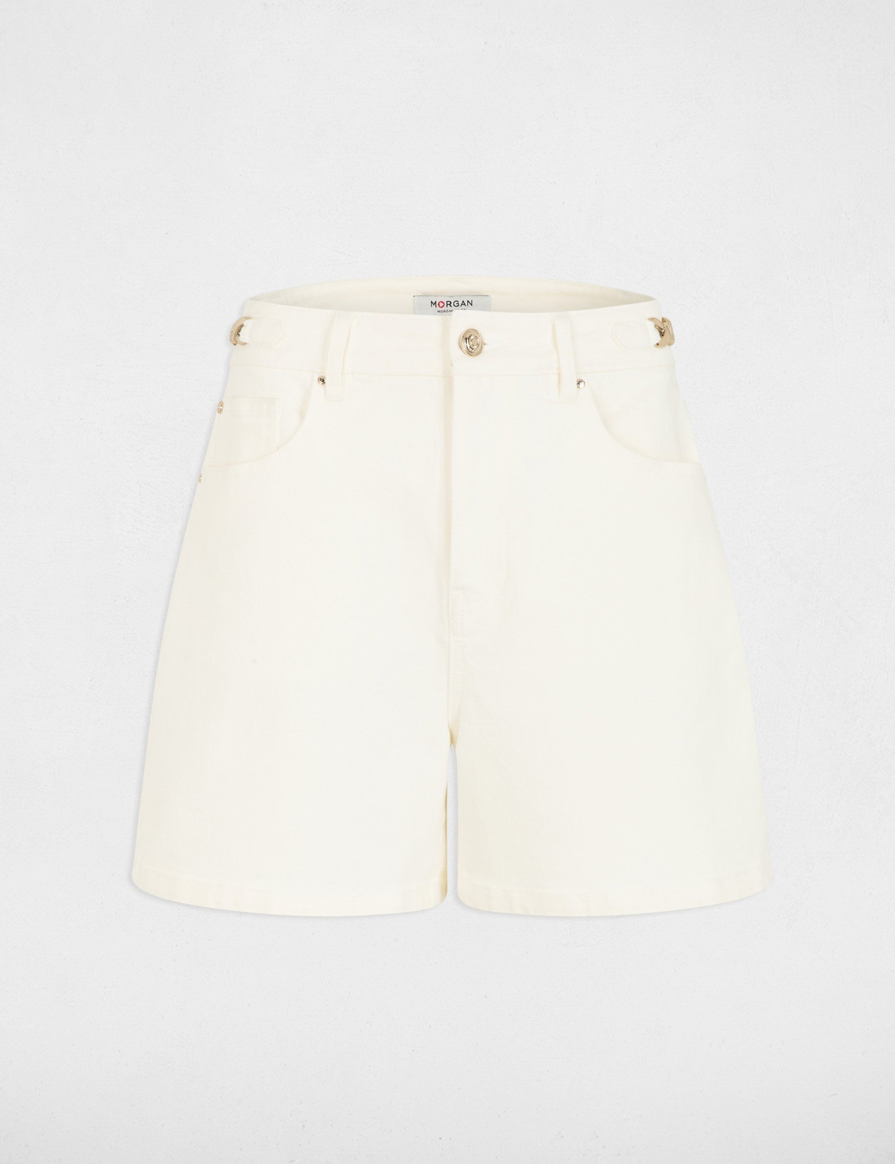 Short taille haute blanc femme
