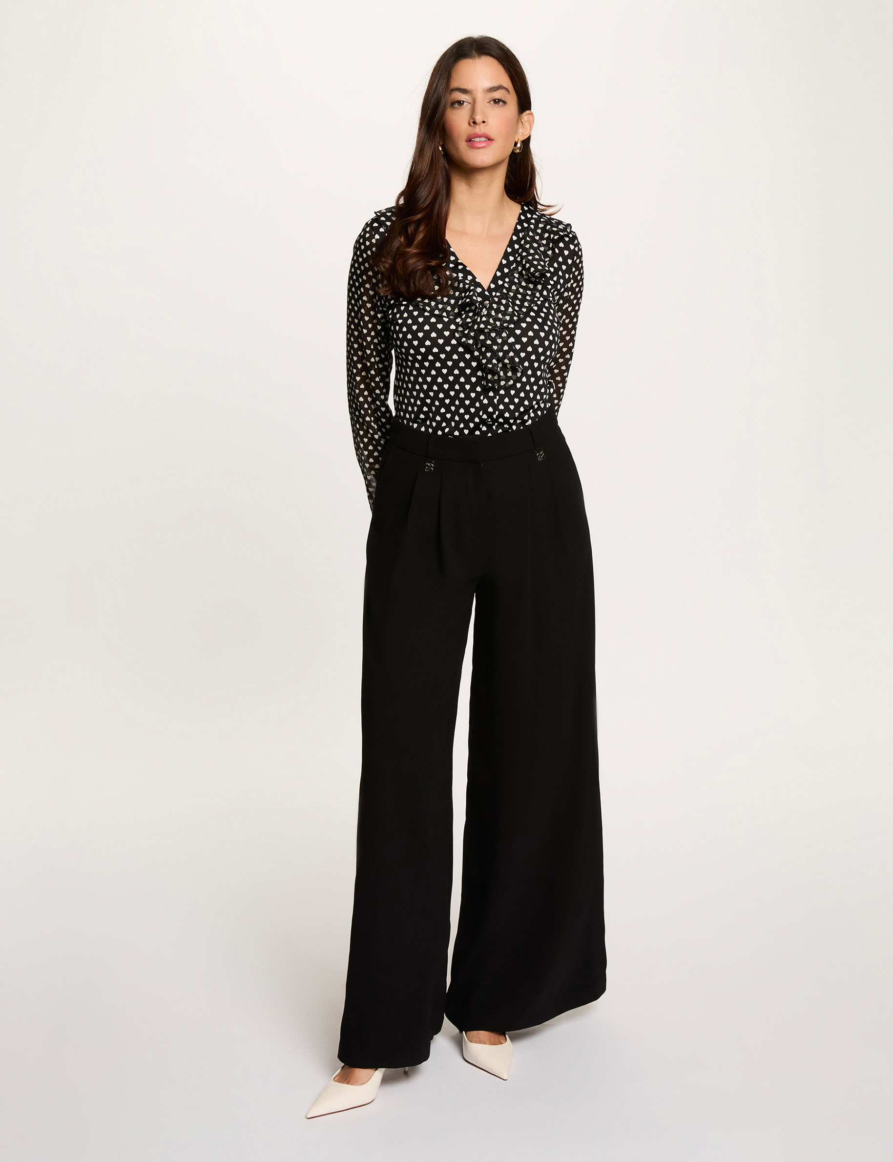 Voile blouse met v-hals zwart vrouw