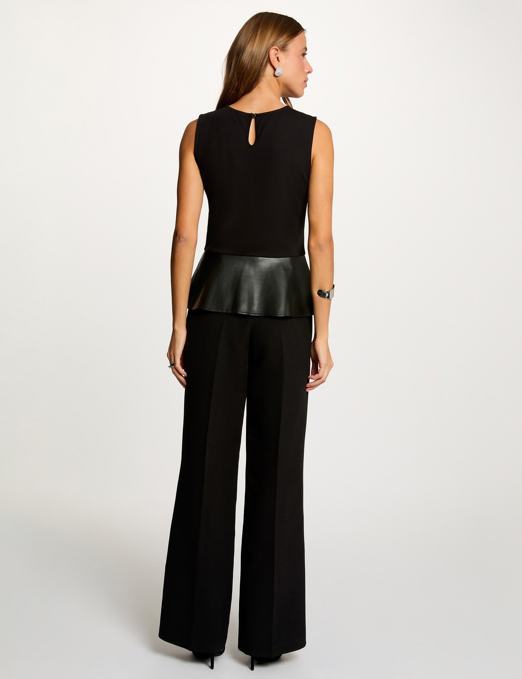 T-shirt cintré similicuir noir femme