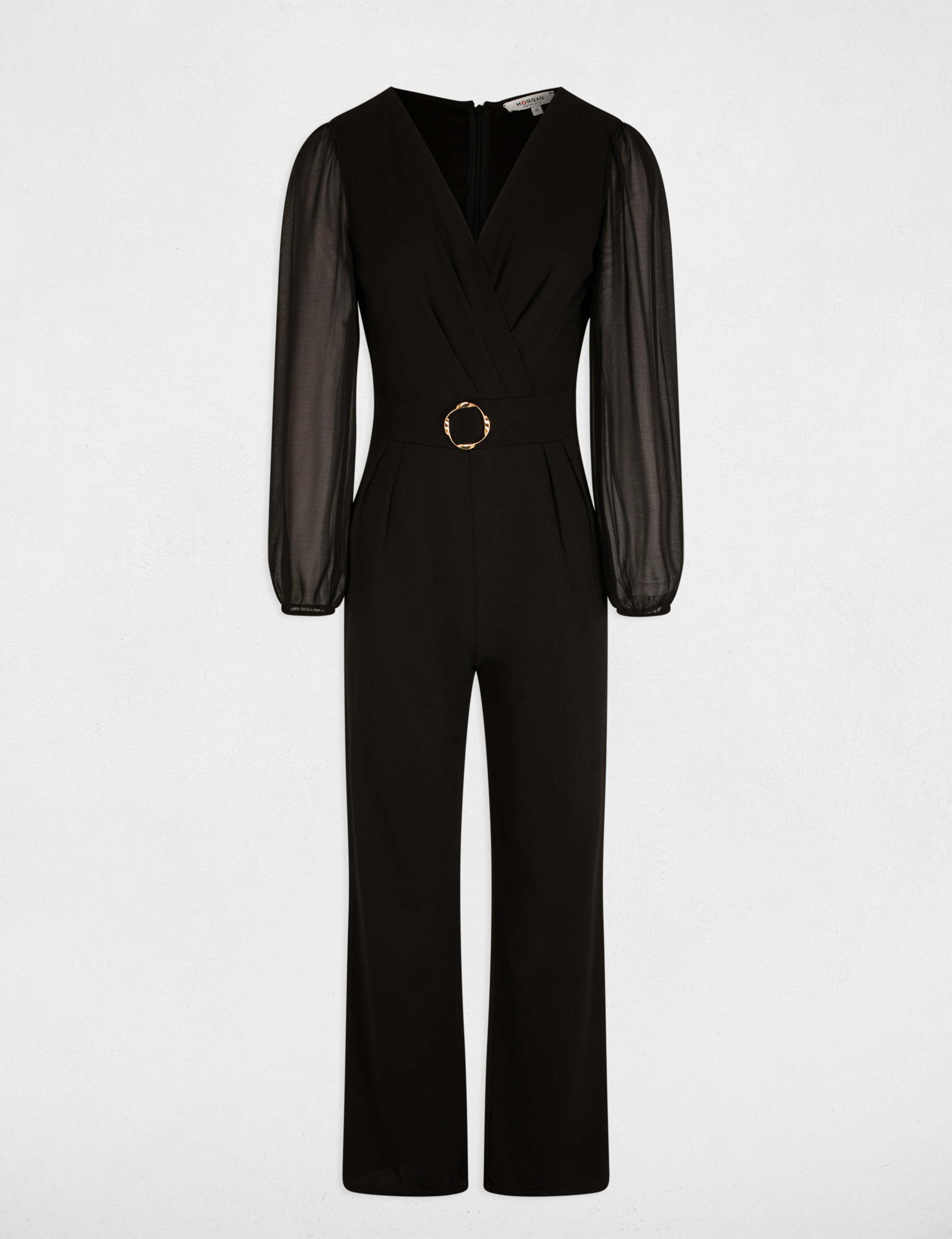 Overslag jumpsuit zwart vrouw