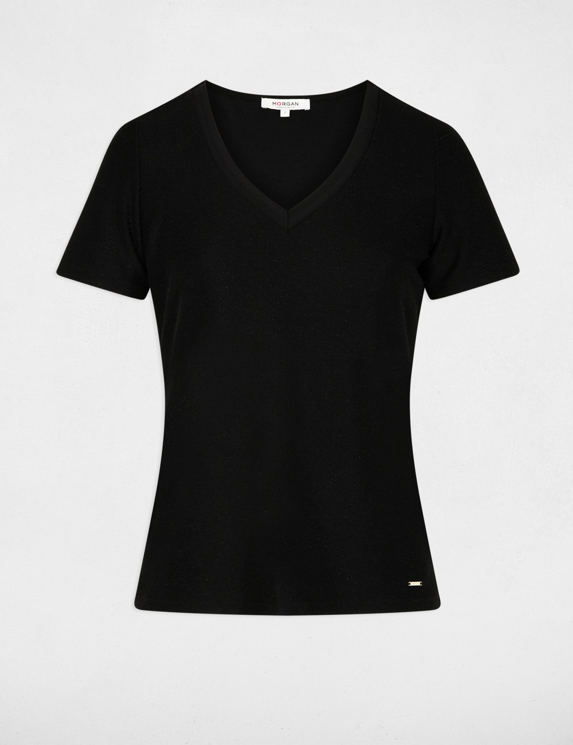 Getailleerd V-hals T-shirt zwart vrouw