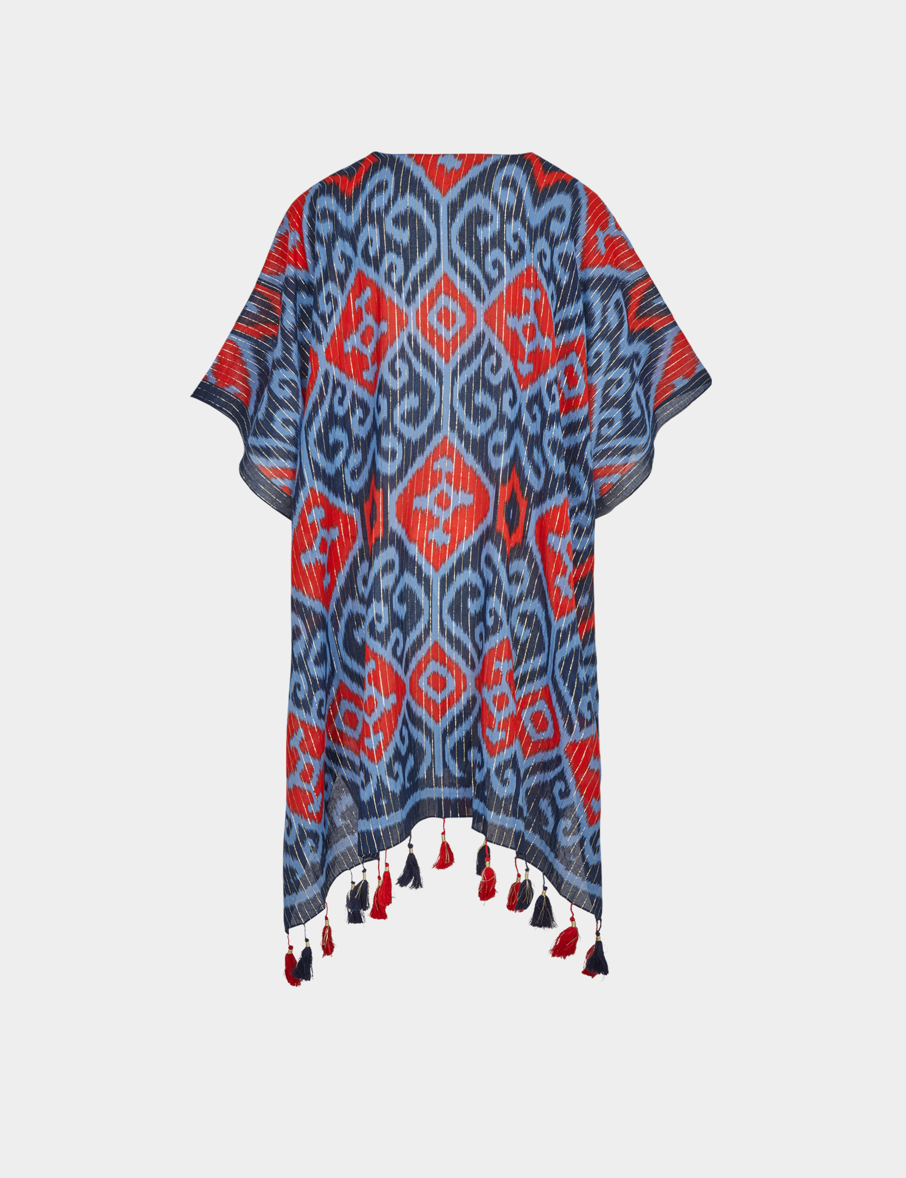 cape met print en kwastjes meerkleurig vrouw Cape met print en kwastjes meerkleurig vrouw
