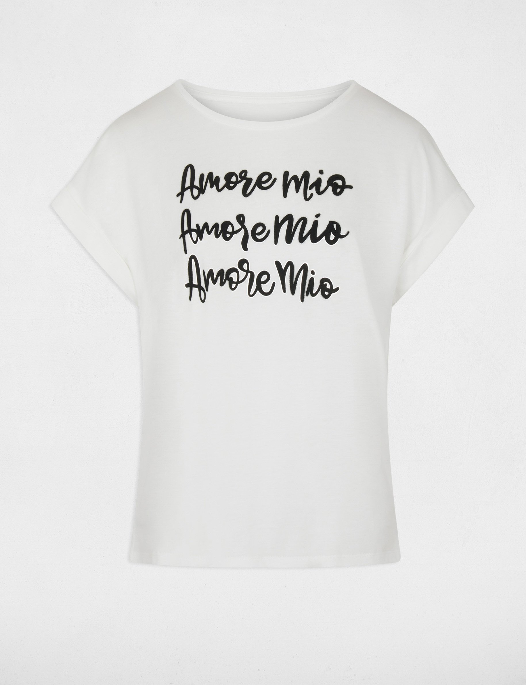 T-shirt met ronde hals helder wit vrouw
